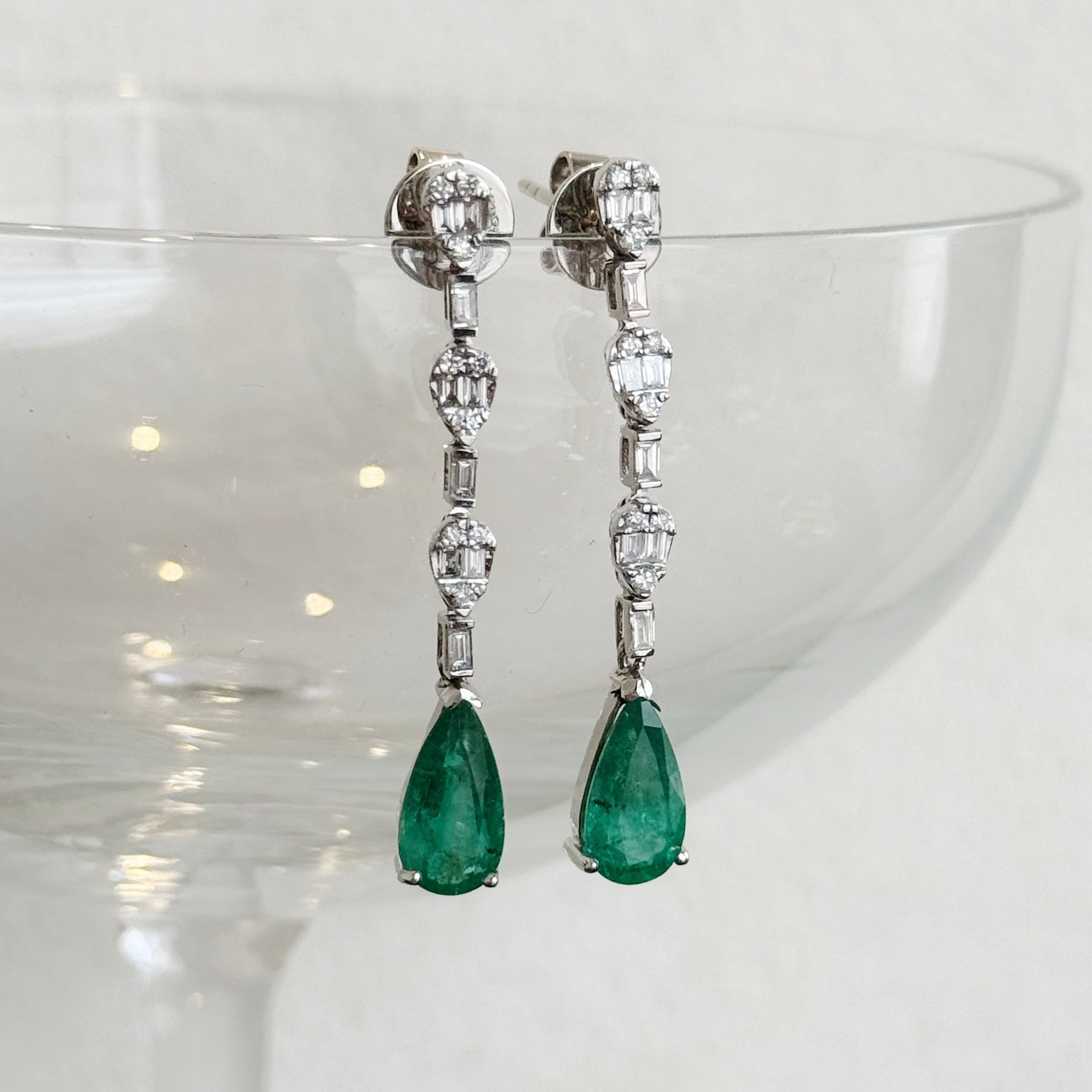 Malia Emerald Diamond Long Earrings