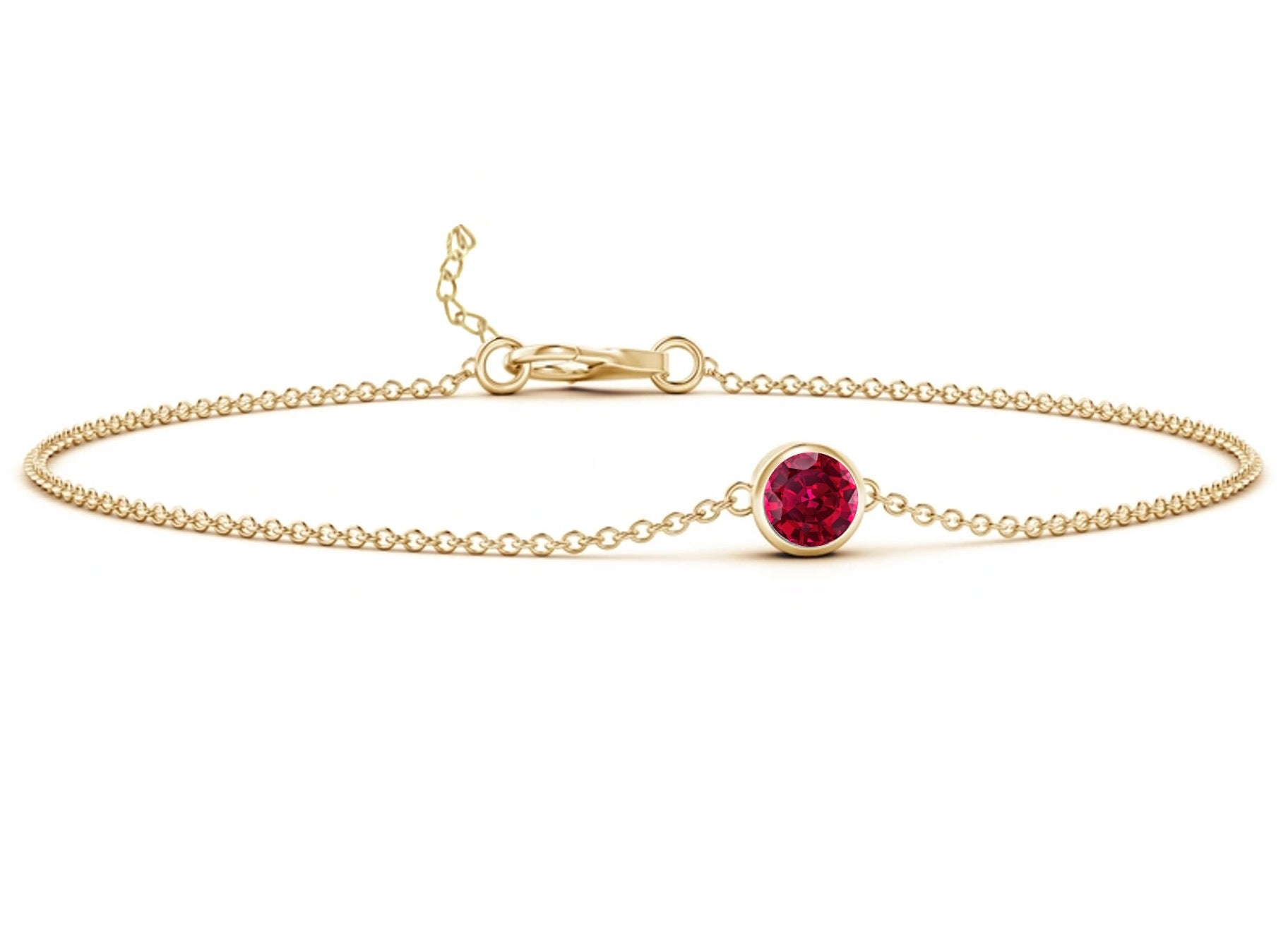 14KG Birthstone Ruby Chain Bracelet (July)