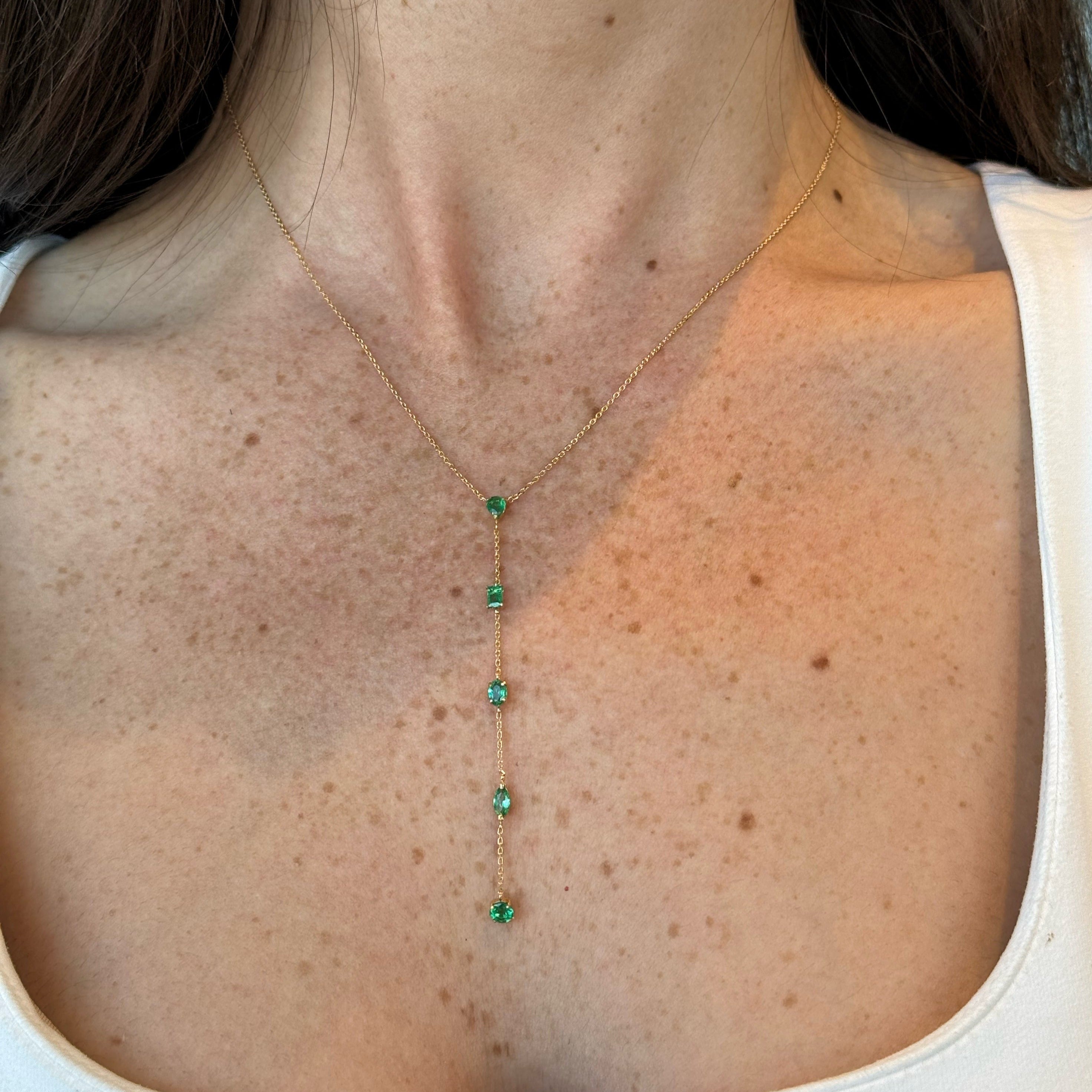 Vega Emerald Lariat Necklace