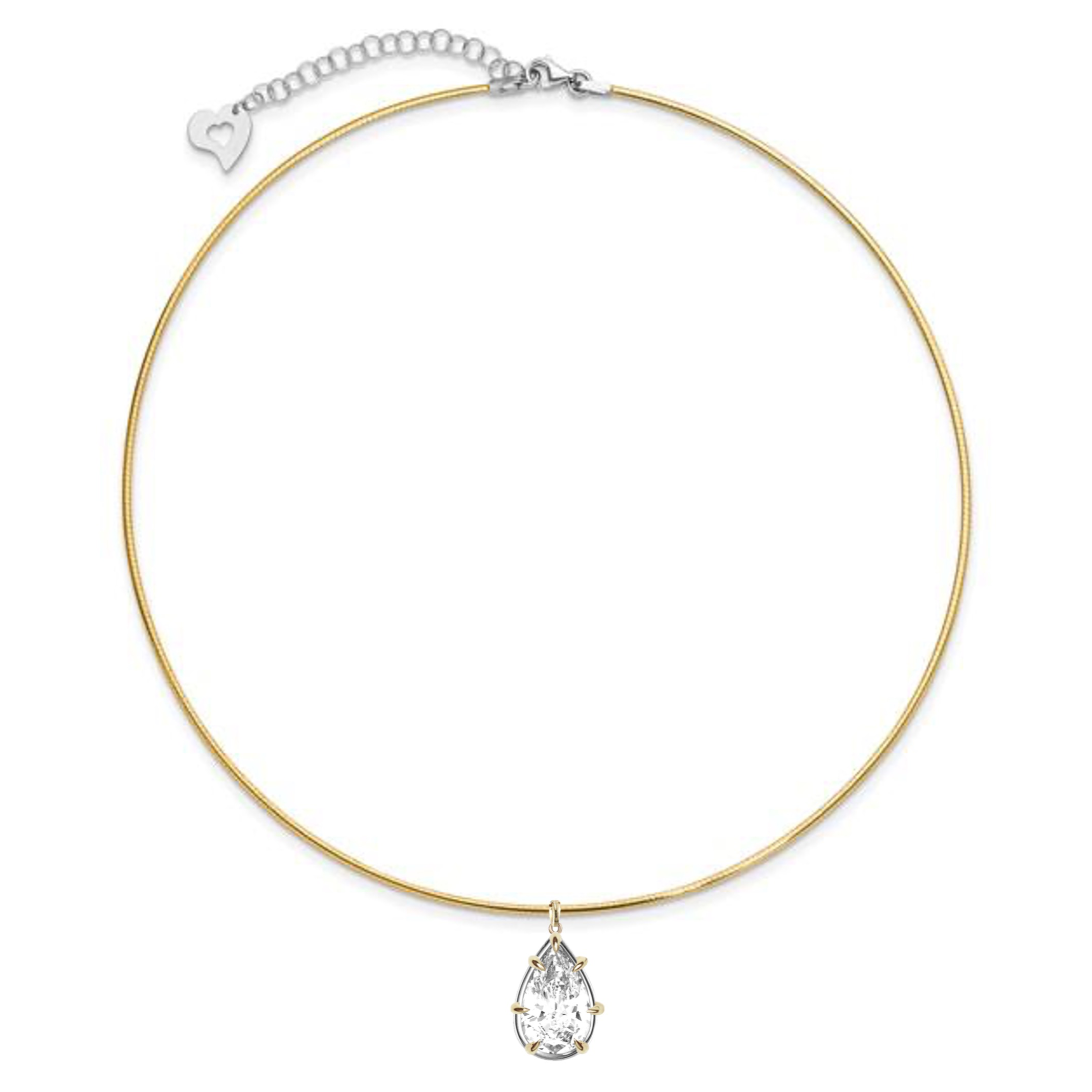 Mercedes Two-Tone Necklace with 3 ct Lab Diamond