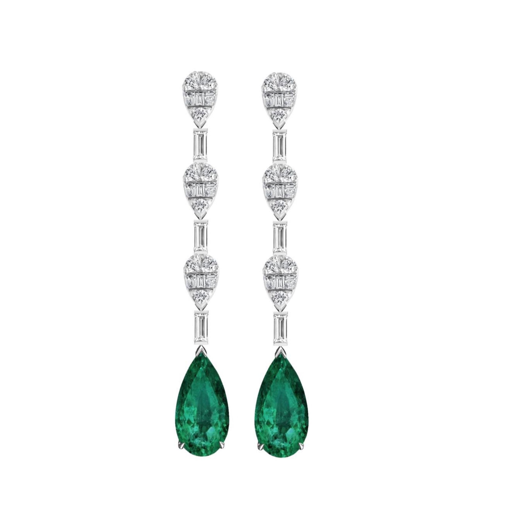 Malia Emerald Diamond Long Earrings