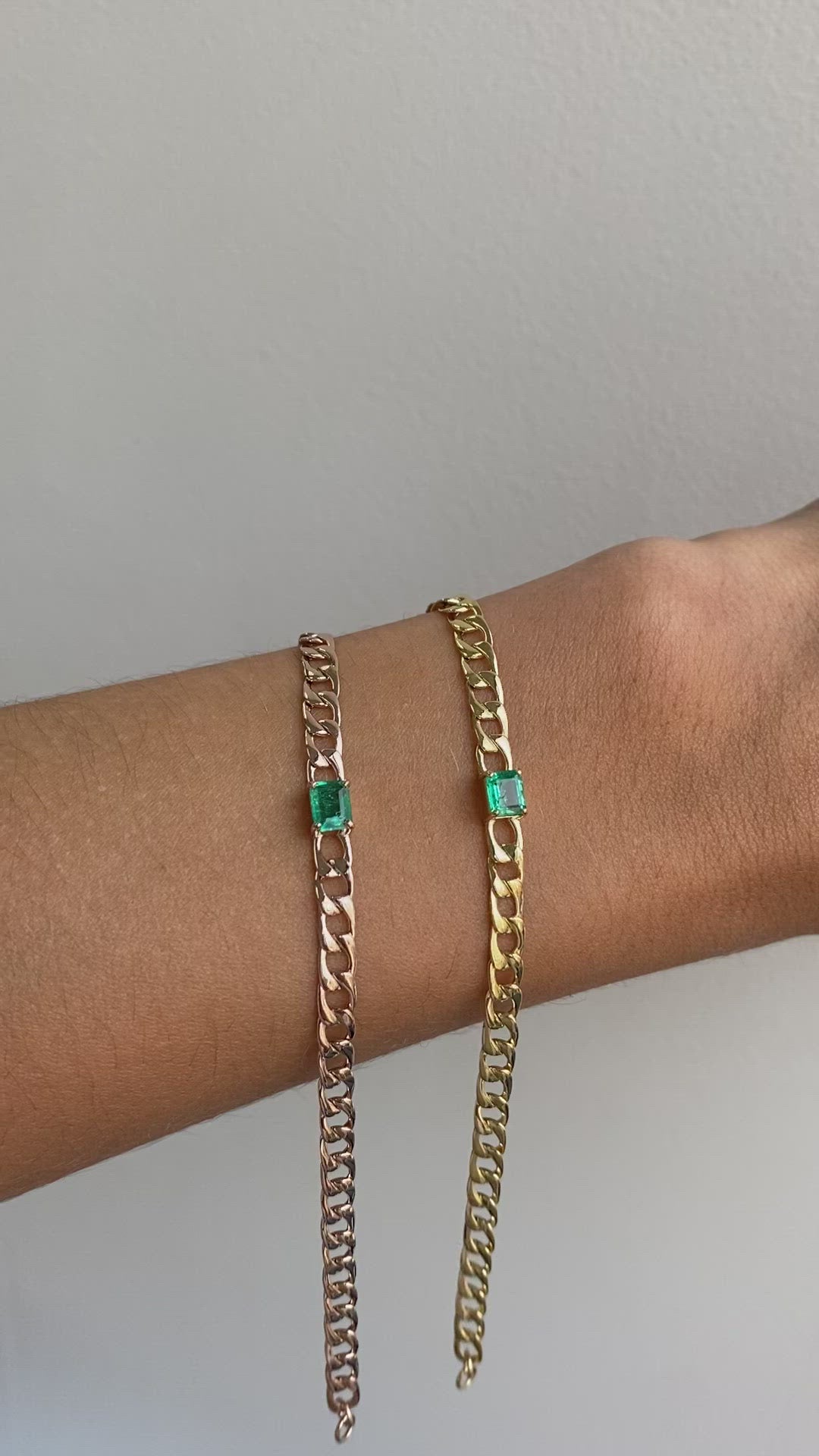 Elisa Emerald Cuban Gold Bracelet