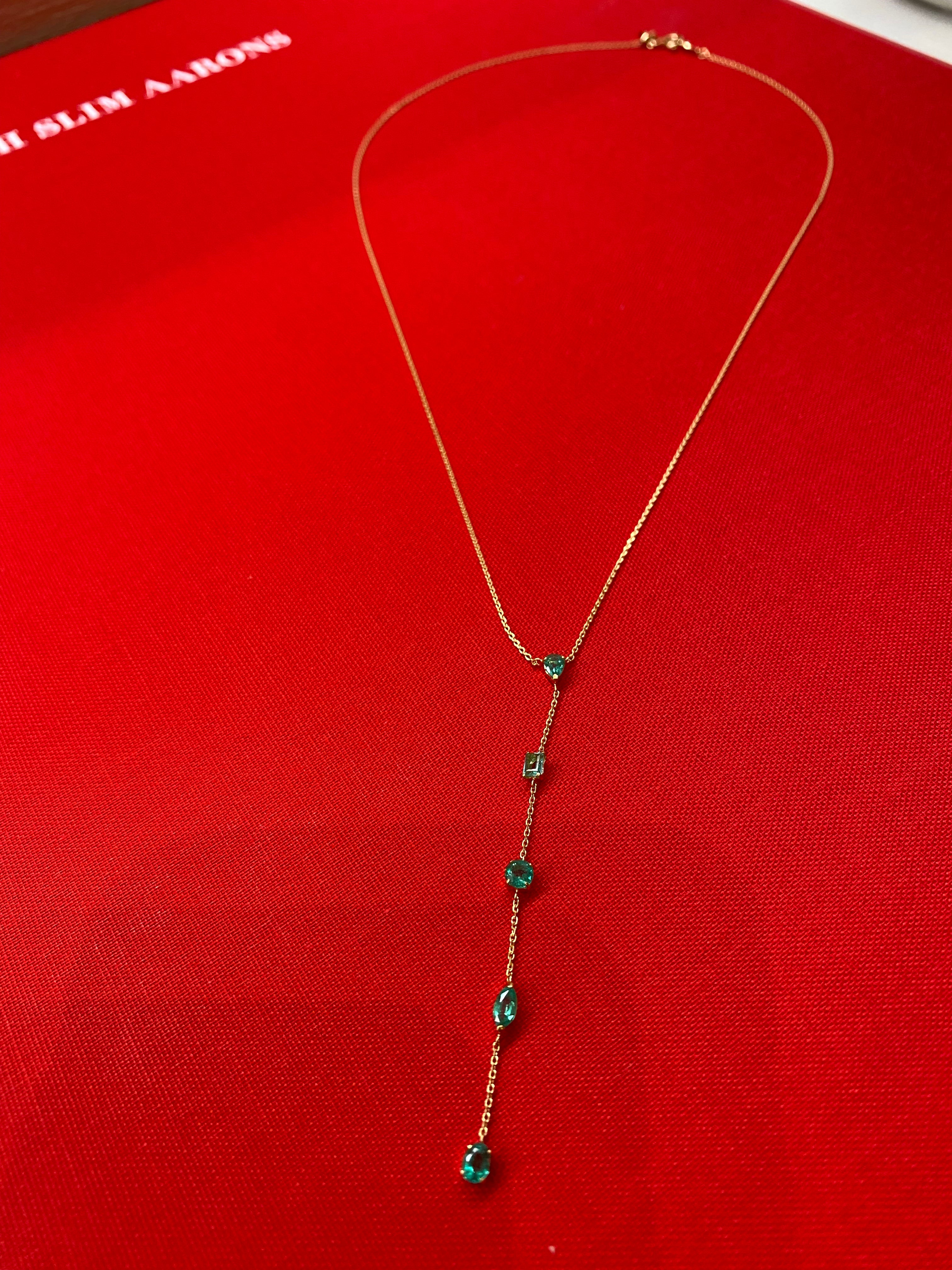 Vega Emerald Lariat Necklace