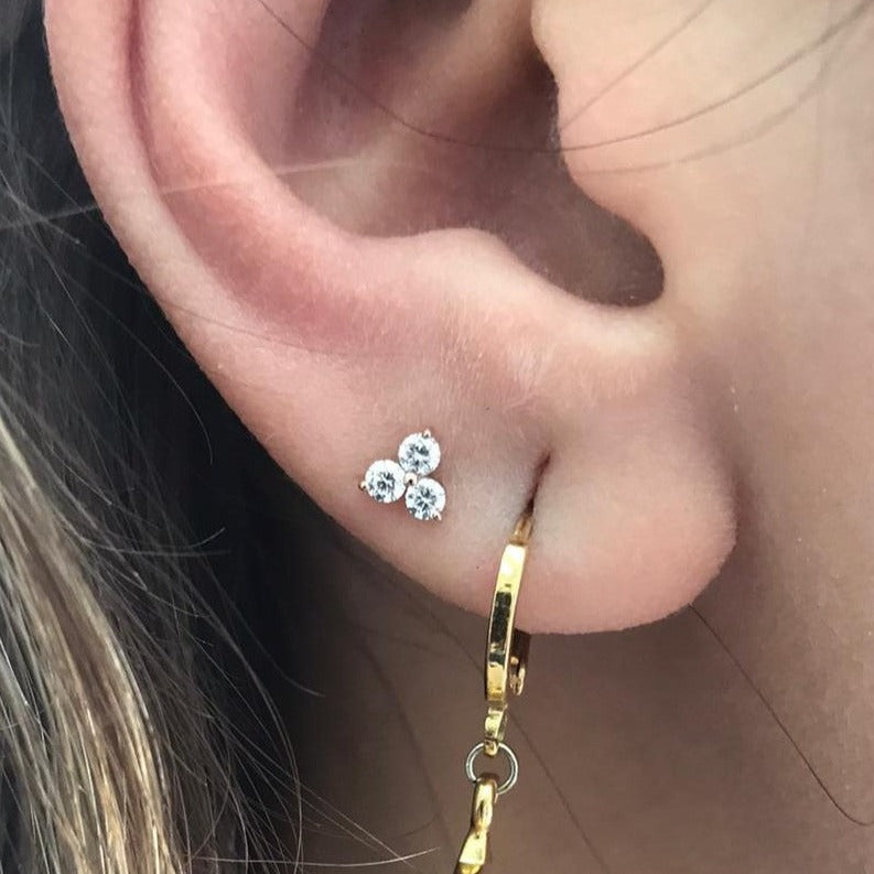 Trinity Three Diamond Piercings