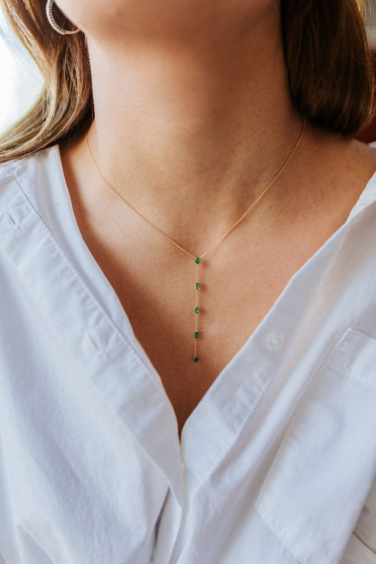 Vega Emerald Lariat Necklace