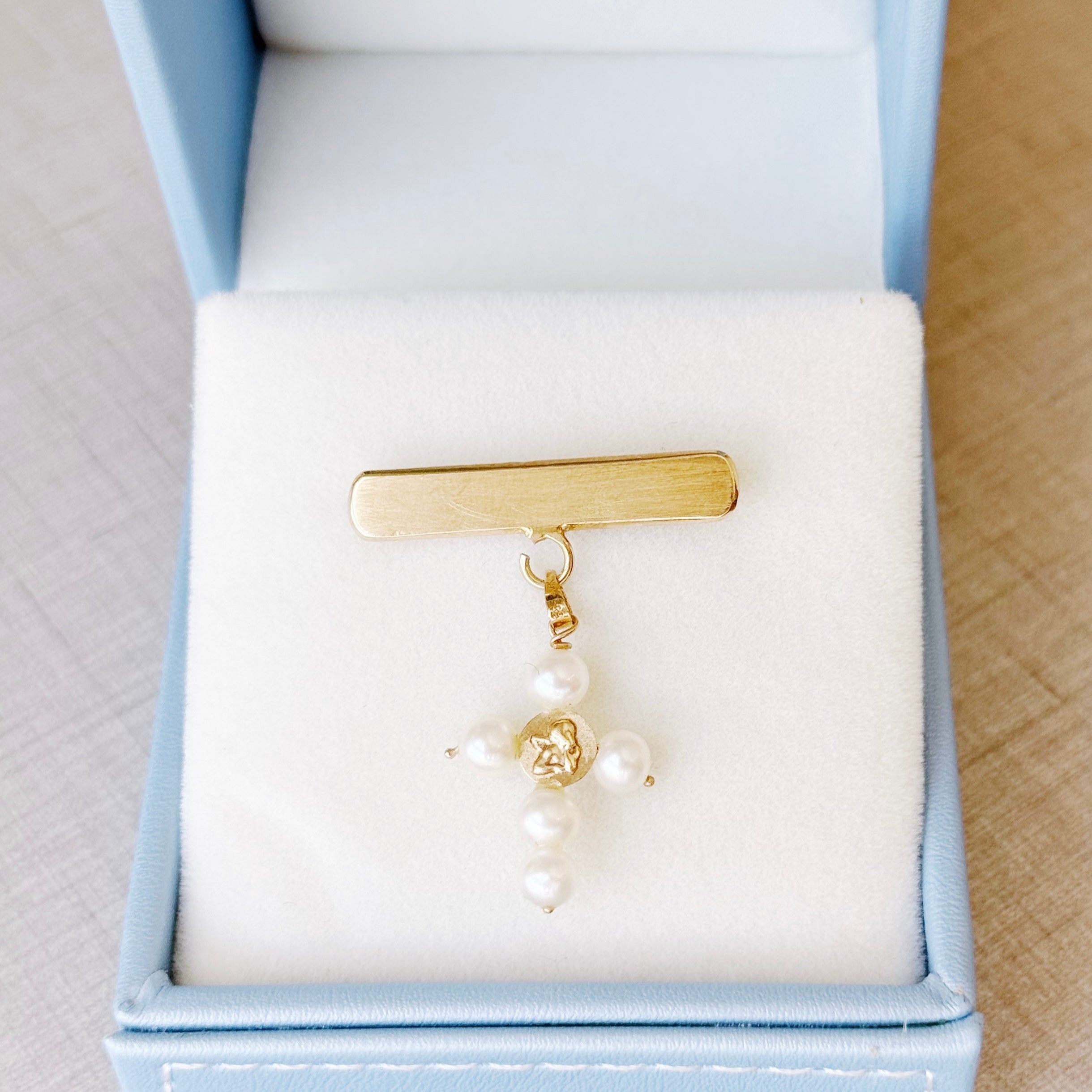 Angel Pearl Cross Charm