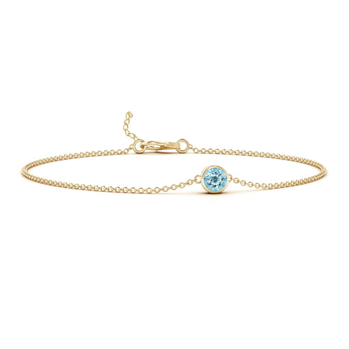 14KG Birthstone Aquamarine Chain Bracelet (March)