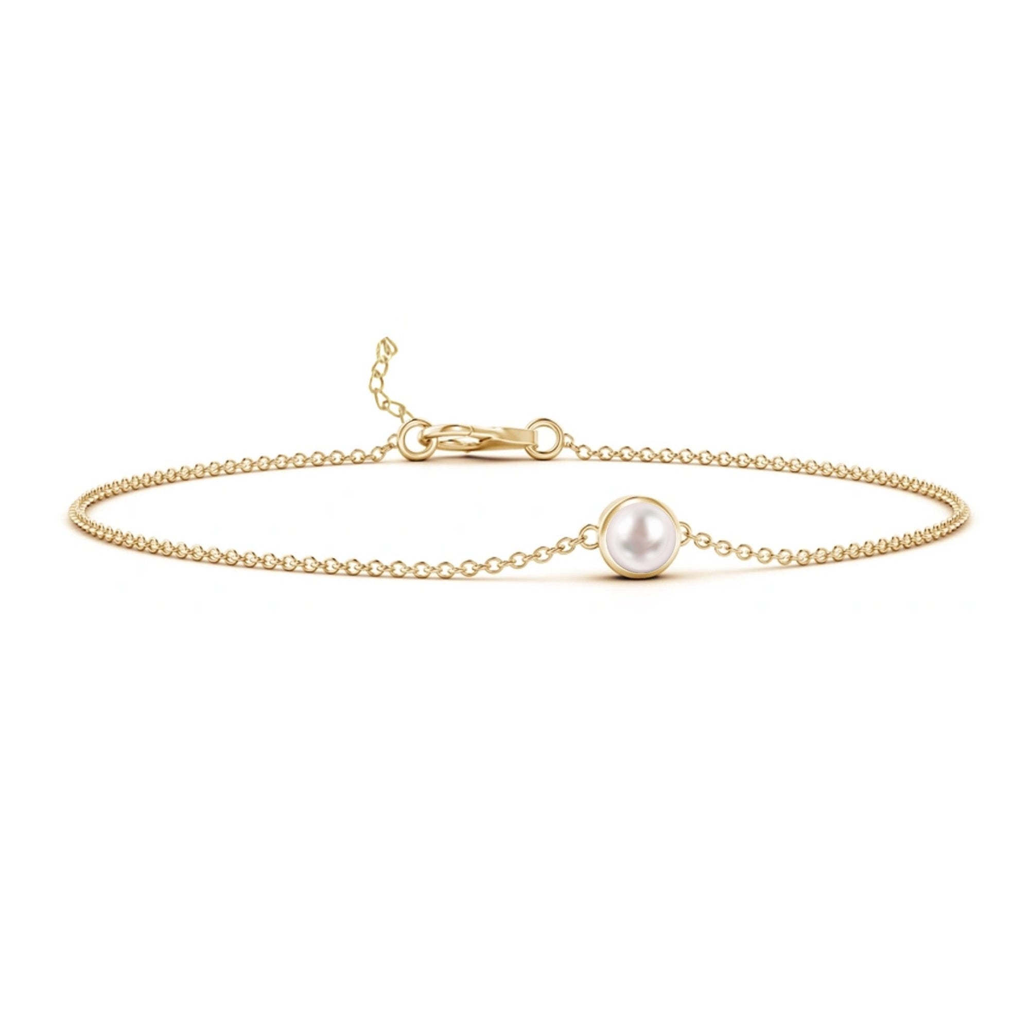 14KG Birthstone Pearl Chain Bracelet (June)