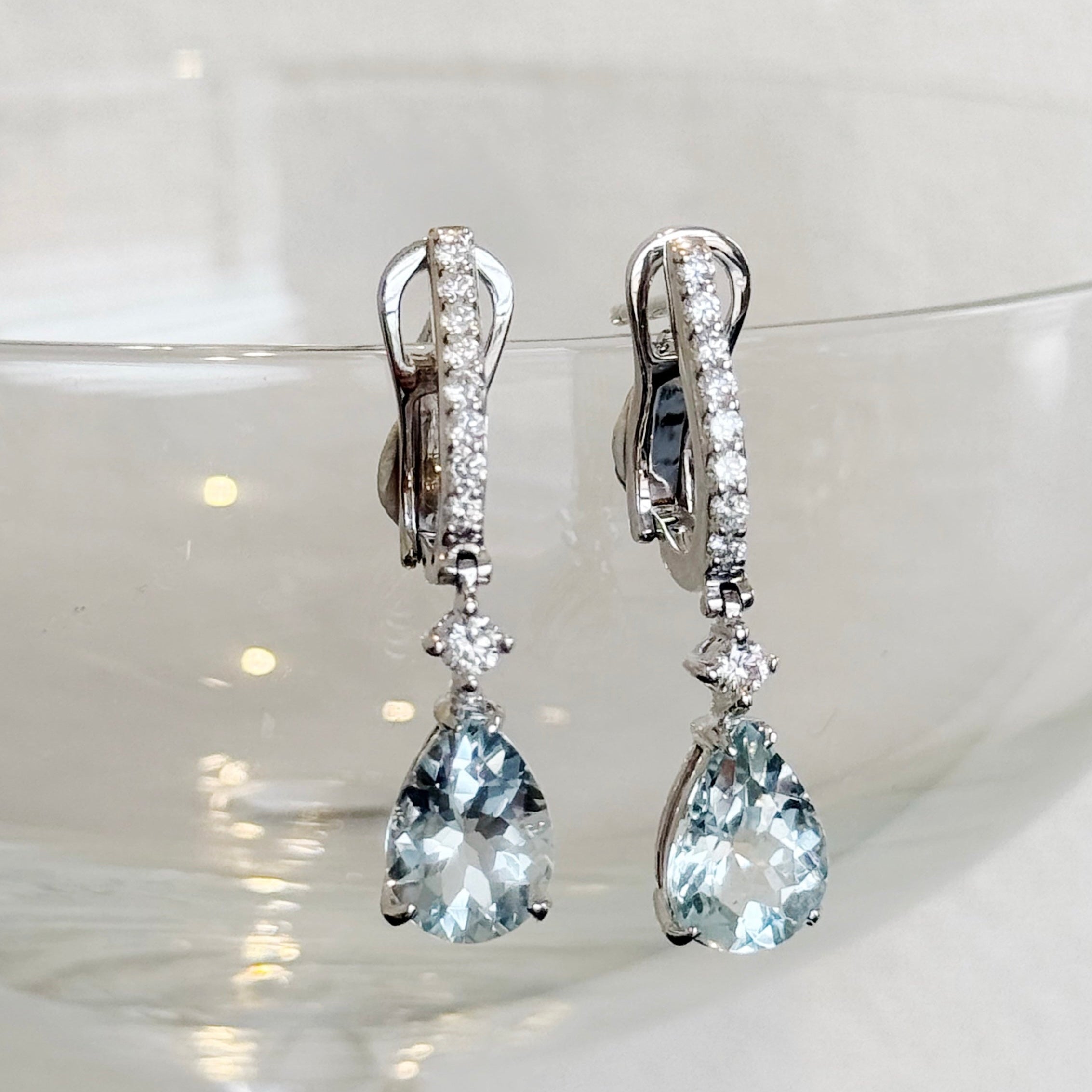 Angelique Aquamarine Diamond Long Earrings