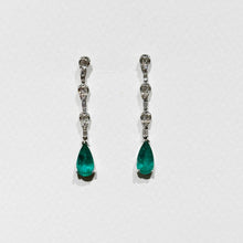 Load image into Gallery viewer, Malia Emerald Diamond Long Earrings
