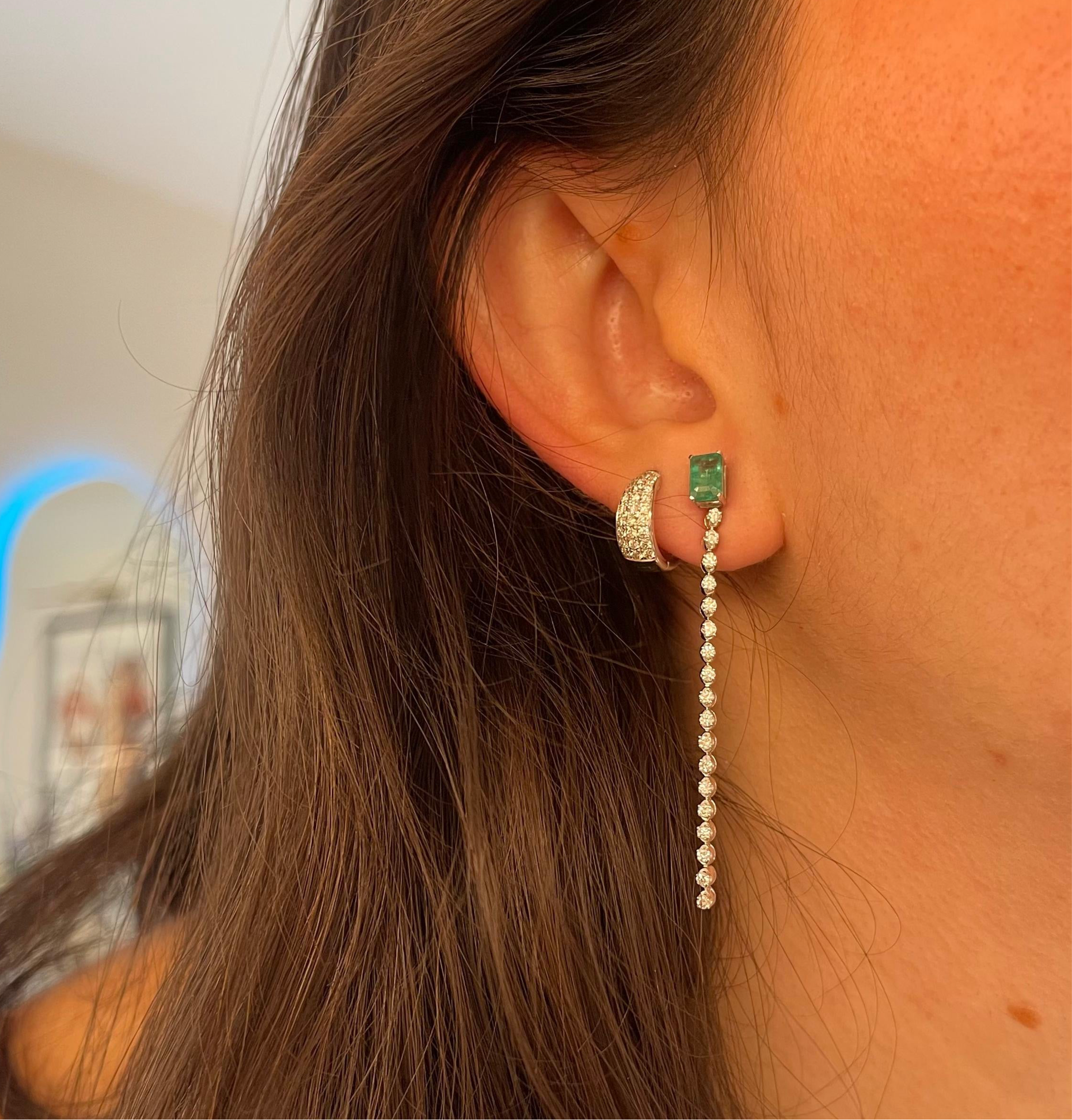 Christine 2 in 1 Emerald Diamond Earrings