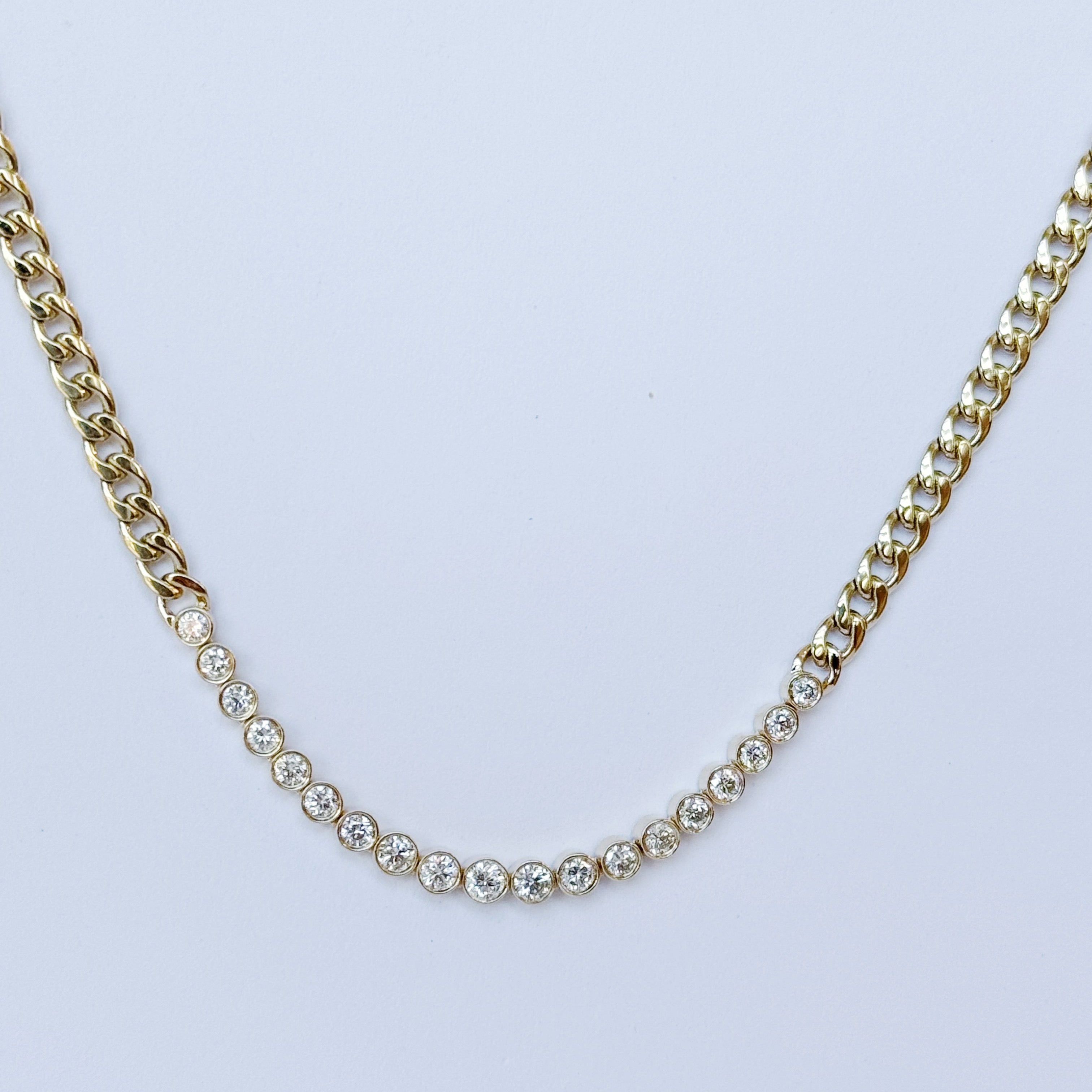 Guada Half Bezel Diamond Cuban Necklace