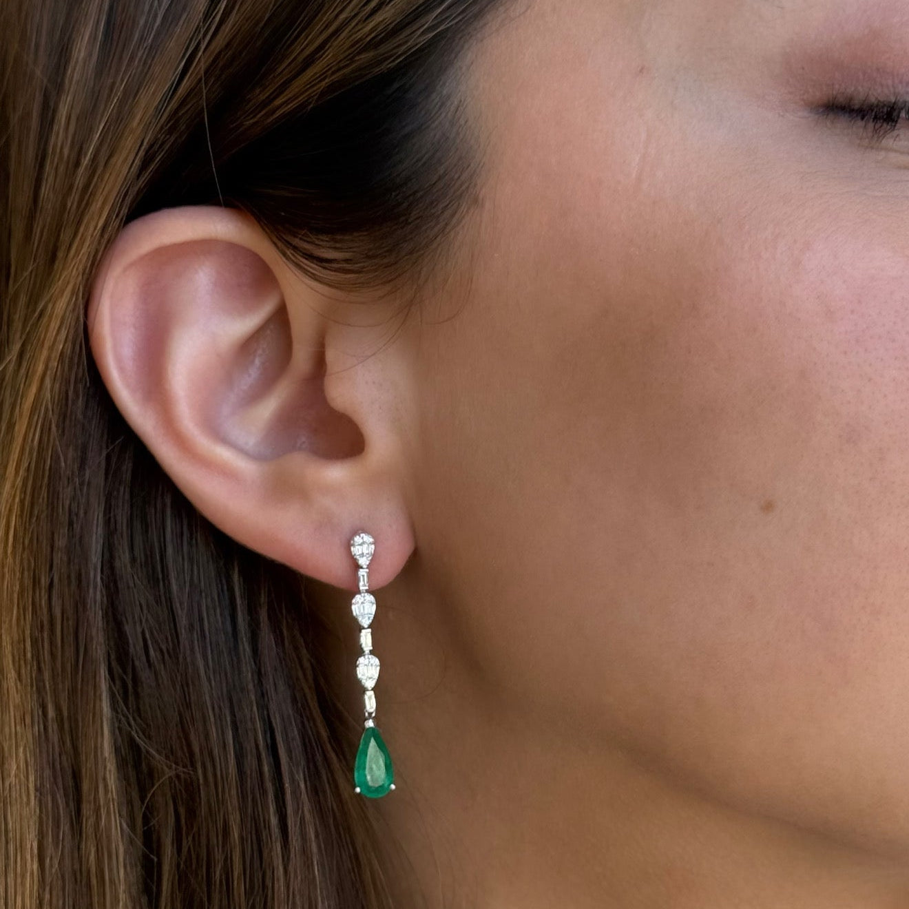 Malia Emerald Diamond Long Earrings