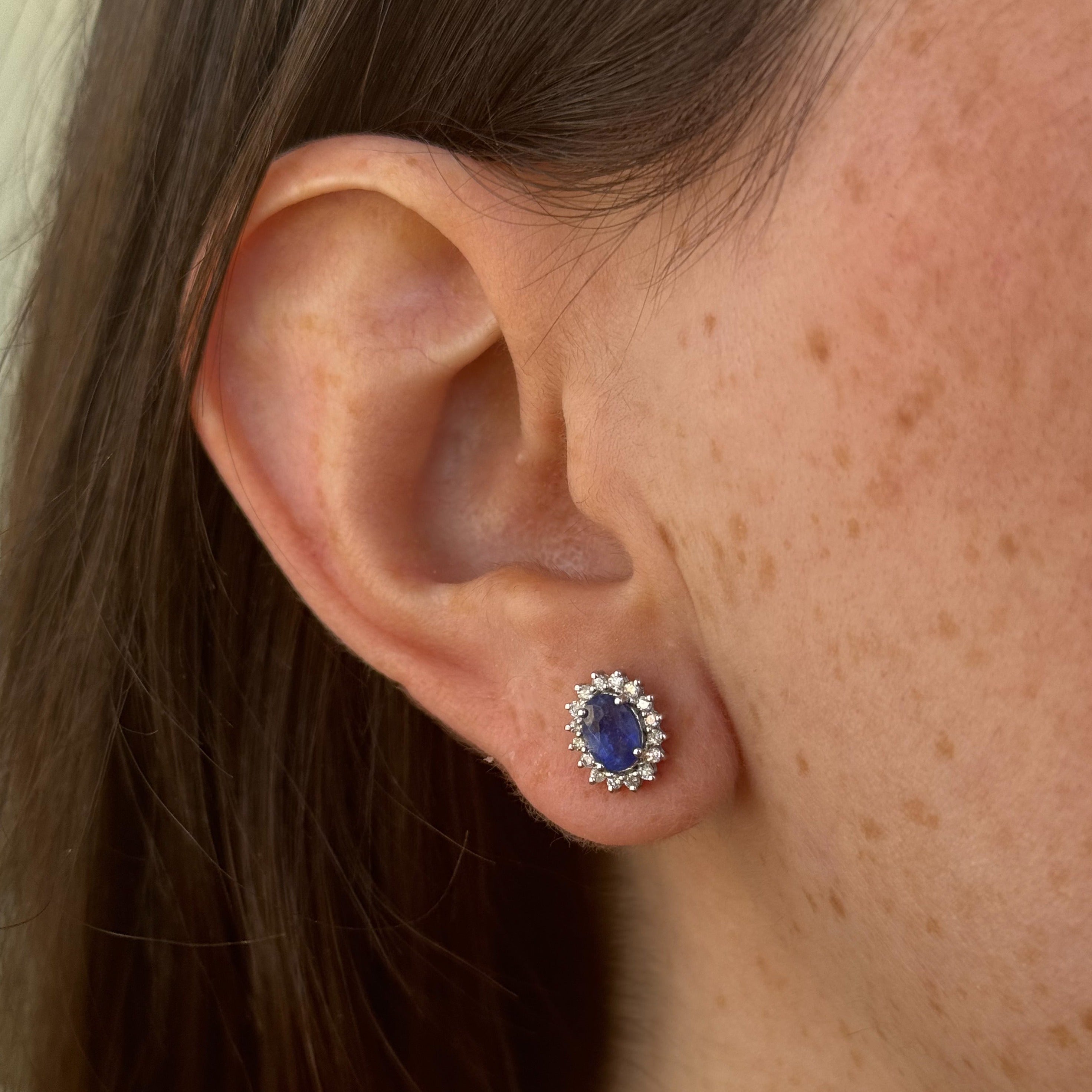 Steely Sapphire Diamond Studs
