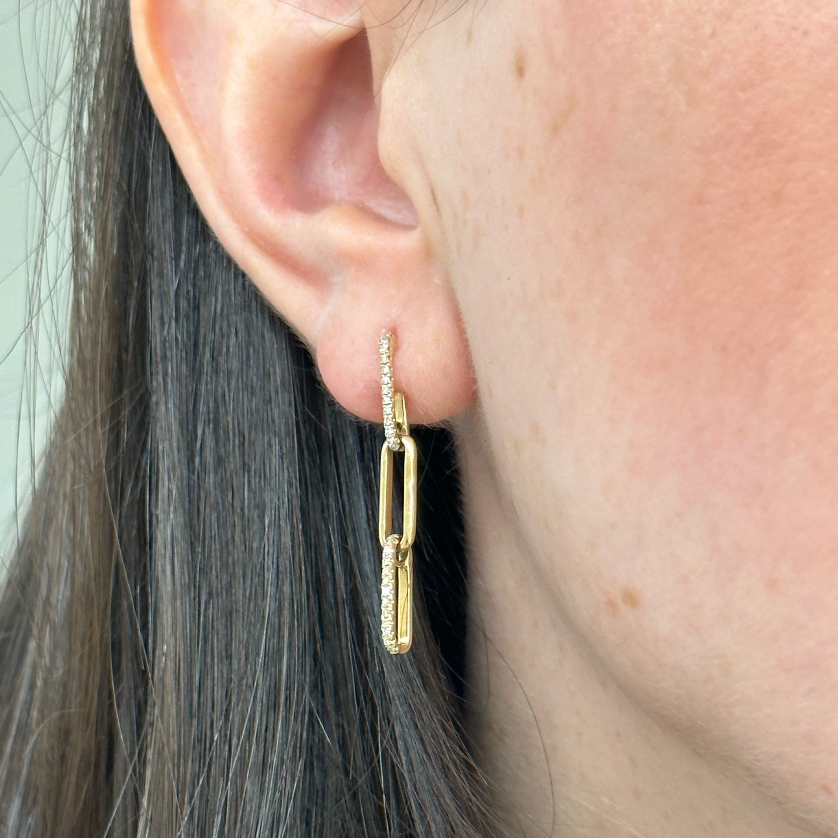Sally Diamond Paper Clip Earrings
