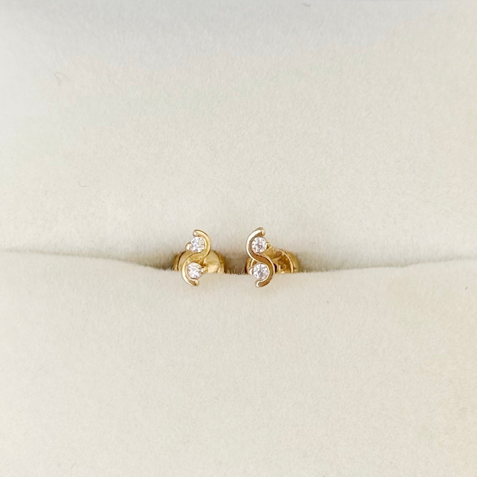 Swirl Cubic Zirconia Baby Earrings