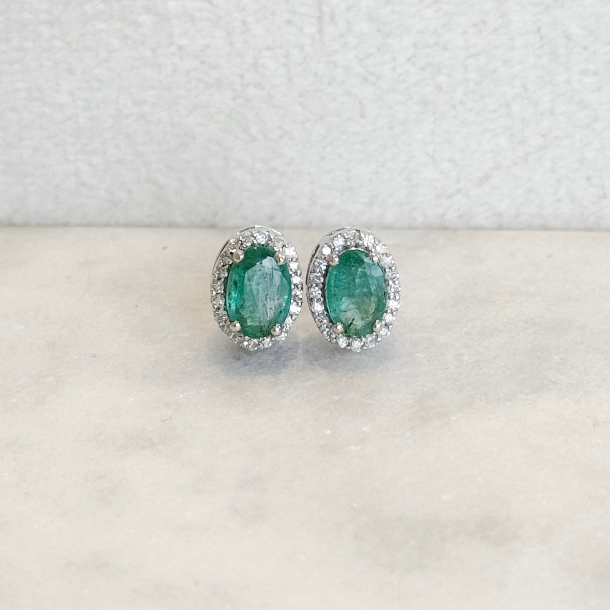 Portia Emerald Diamond Studs