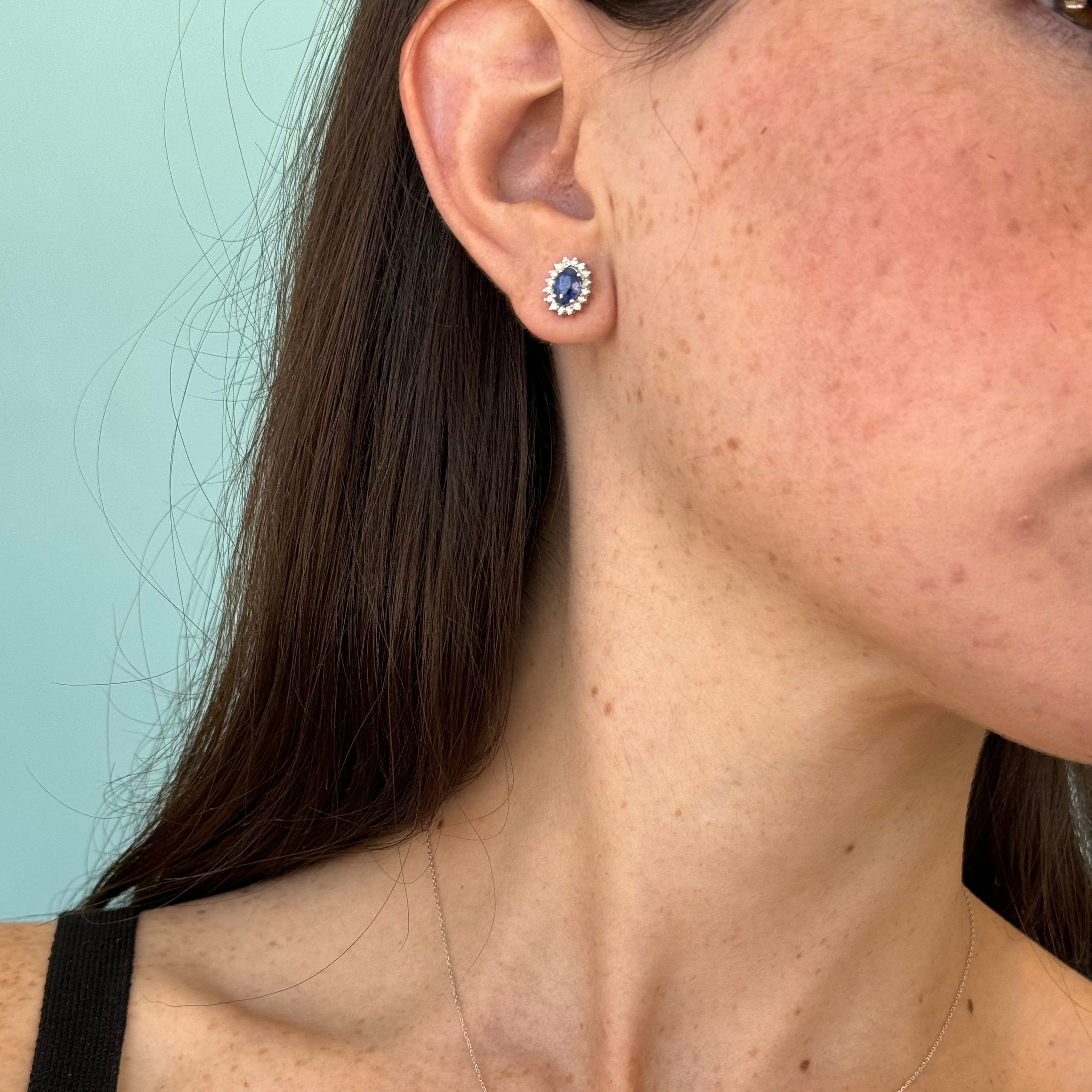 Steely Sapphire Diamond Studs