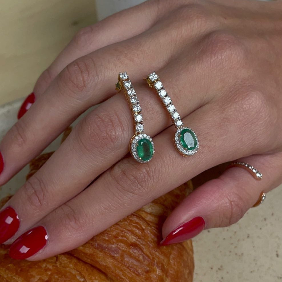Monarch Diamond Emerald Earrings