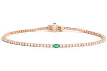 Load image into Gallery viewer, Alice Diamond Emerald Tennis Bracelet
