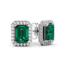 Load image into Gallery viewer, Amaya Emerald Diamond Studs
