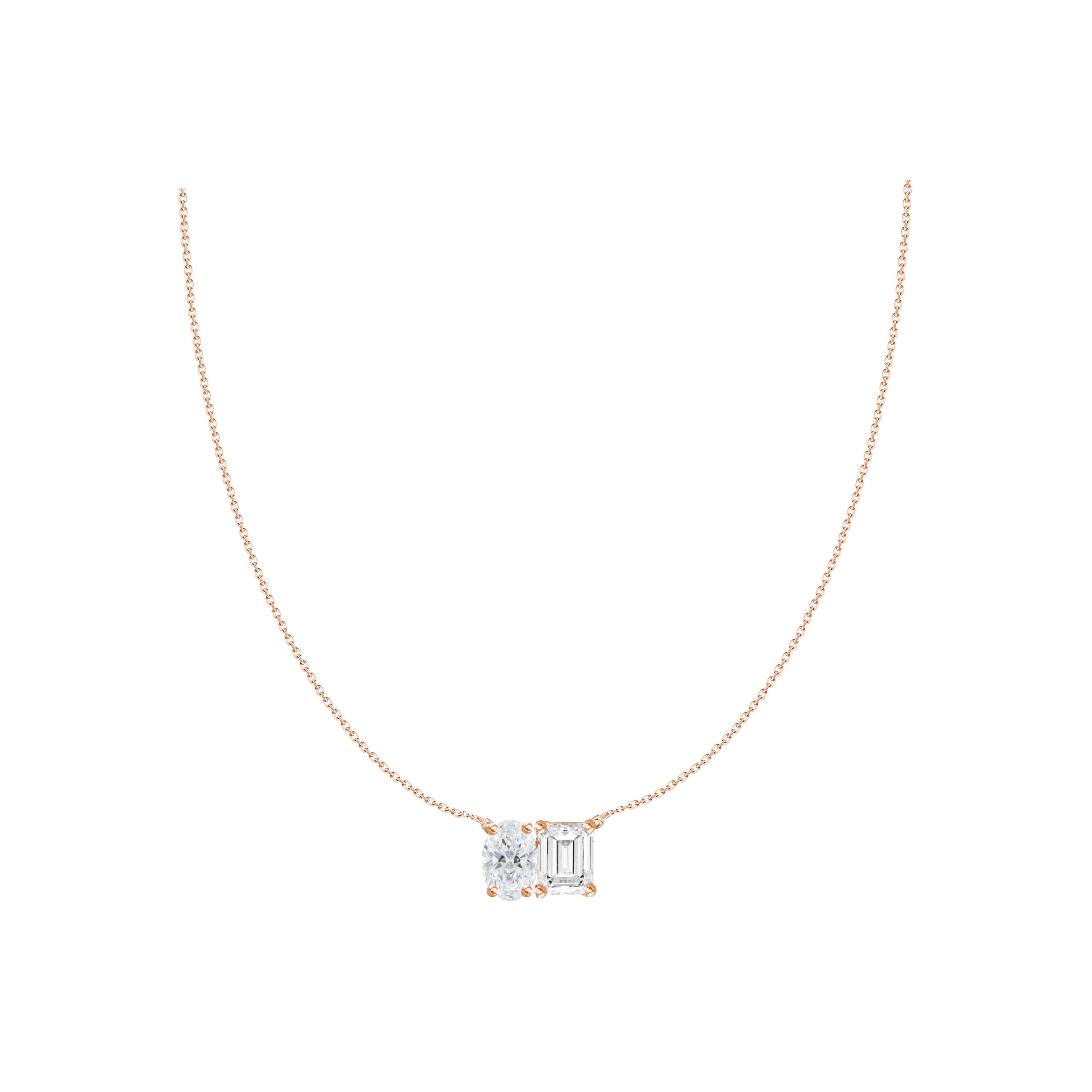 Anaeli Oval and Emerald Cut Diamond Necklace