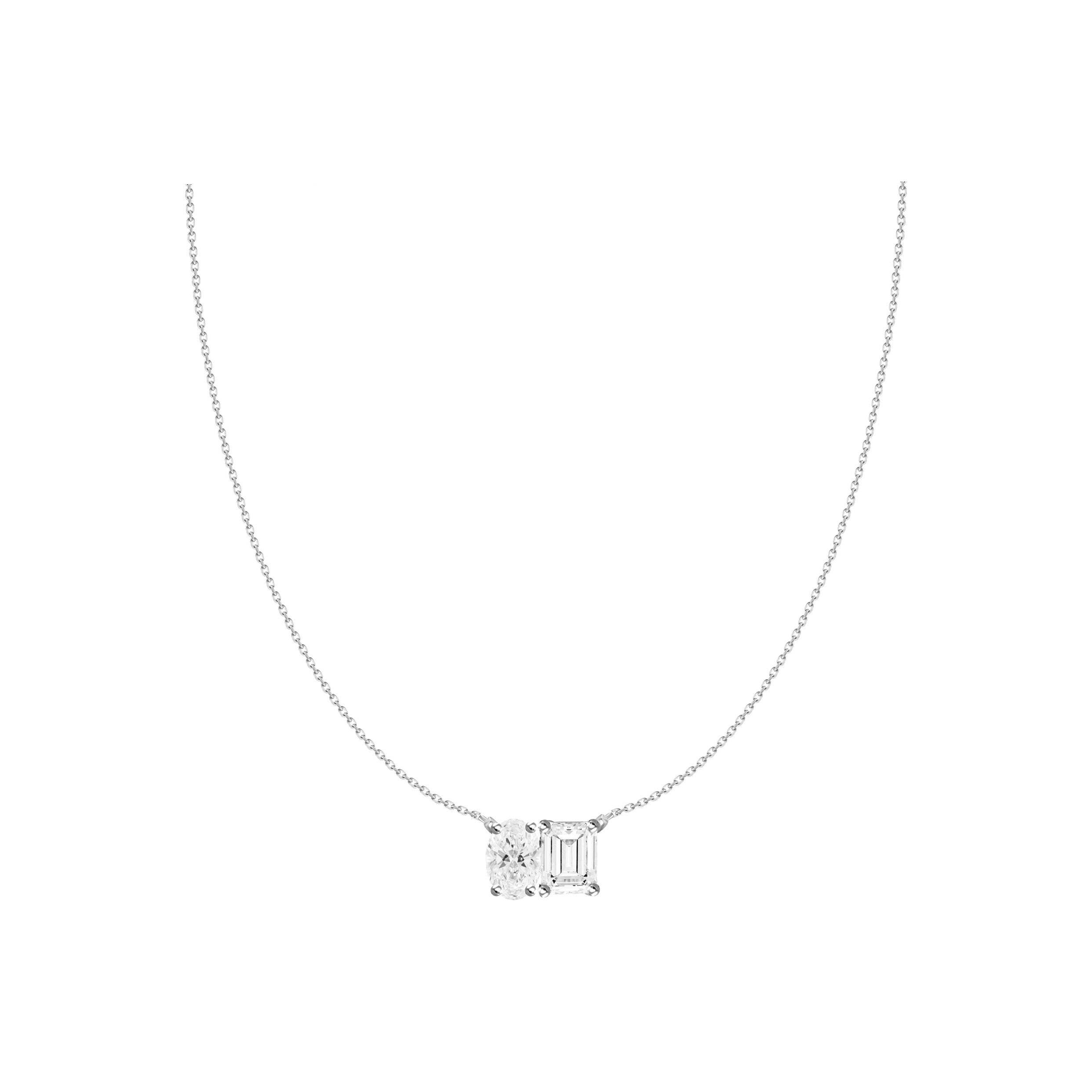 Anaeli Oval and Emerald Cut Diamond Necklace