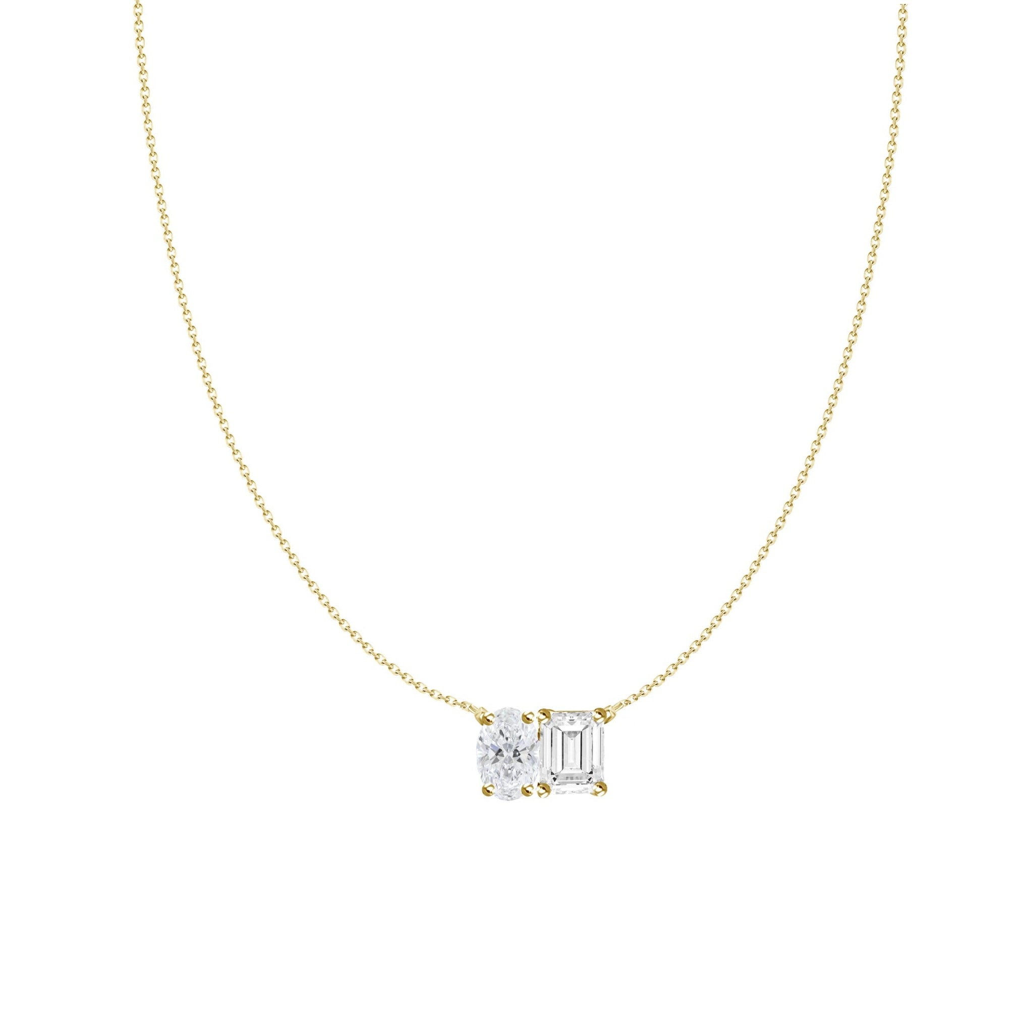 Anaeli Oval and Emerald Cut Diamond Necklace