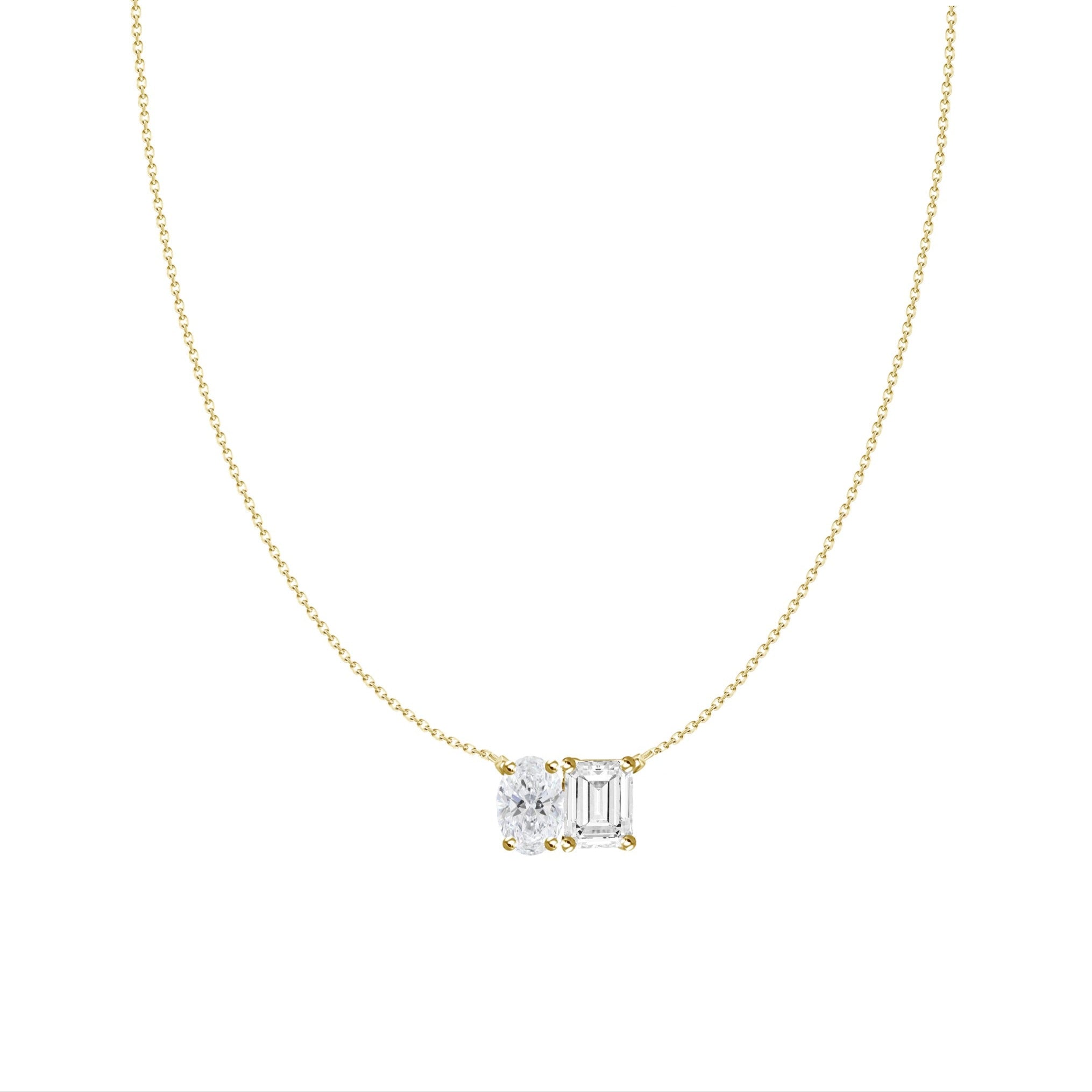 Anaeli Oval and Emerald Cut Diamond Necklace
