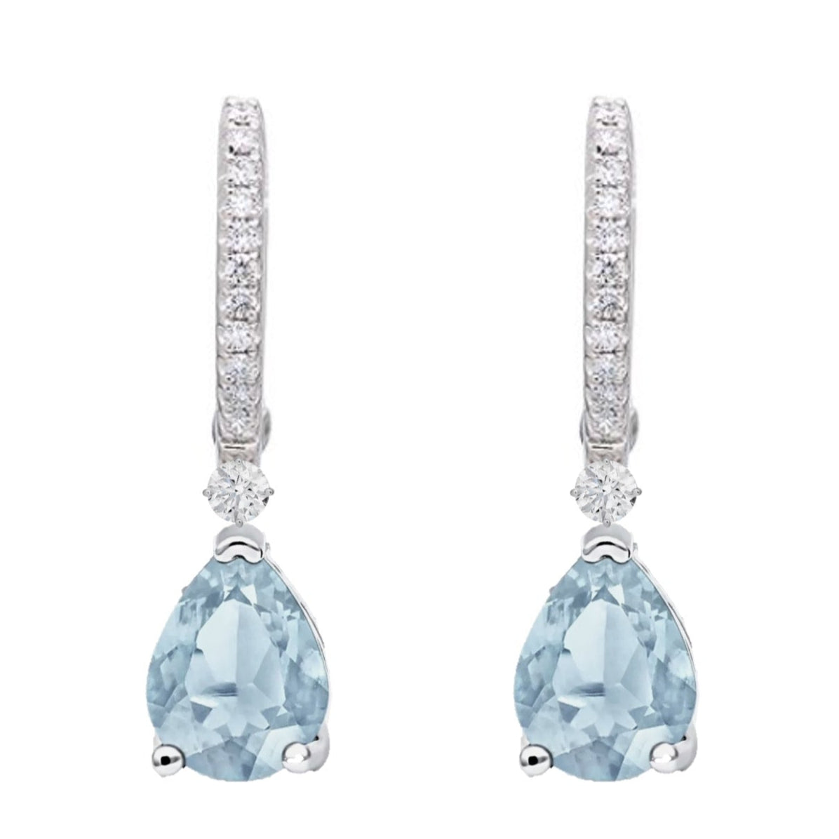 Angelique Aquamarine Diamond Long Earrings