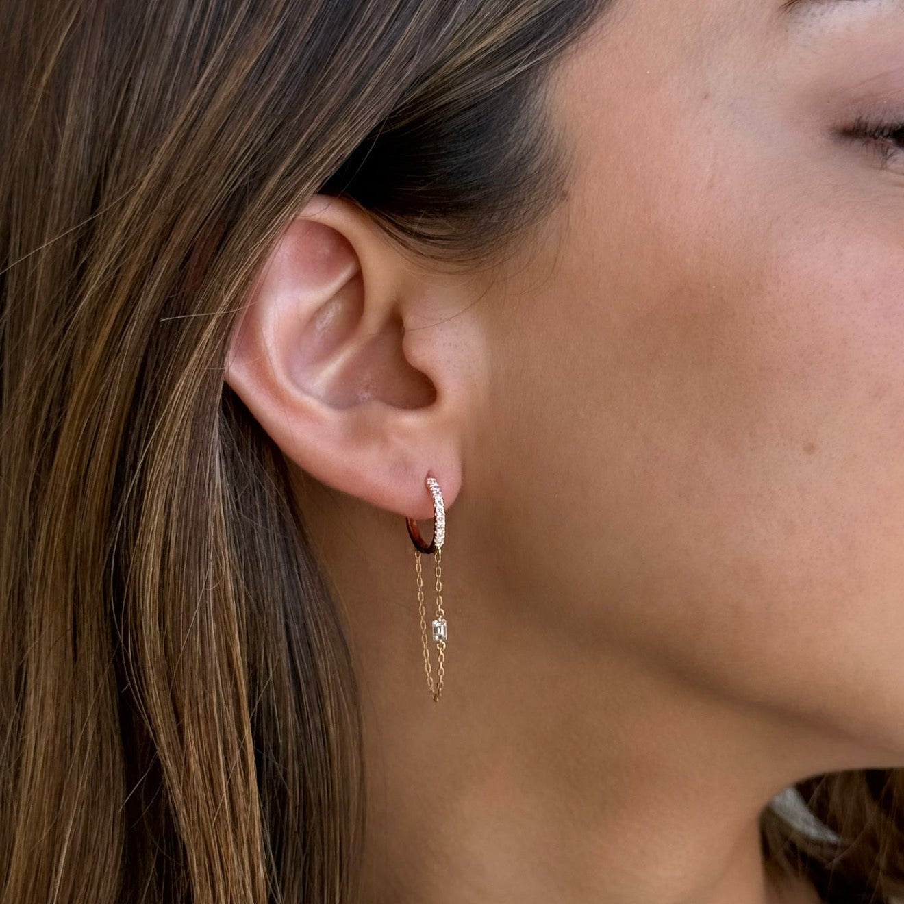 Renee Diamond Long Hoops