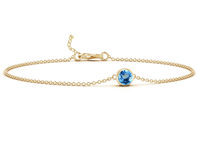 Birthstone Blue Topaz Chain Bracelet (December)