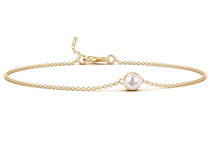 Birthstone Pearl Chain Bracelet (June)
