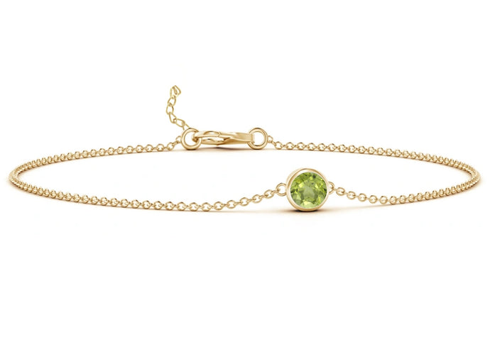 Birthstone Peridot Chain Bracelet (August)