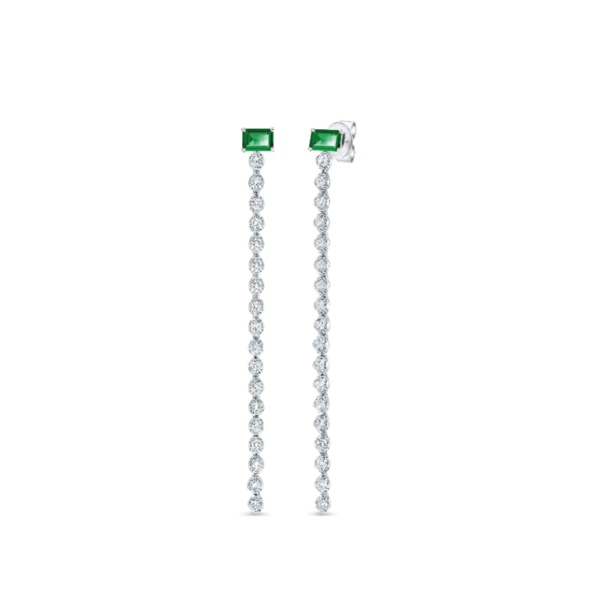 Christine 2 in 1 Emerald Diamond Earrings
