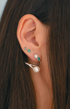 Orbit Pearl and Emerald Convertible Earrings