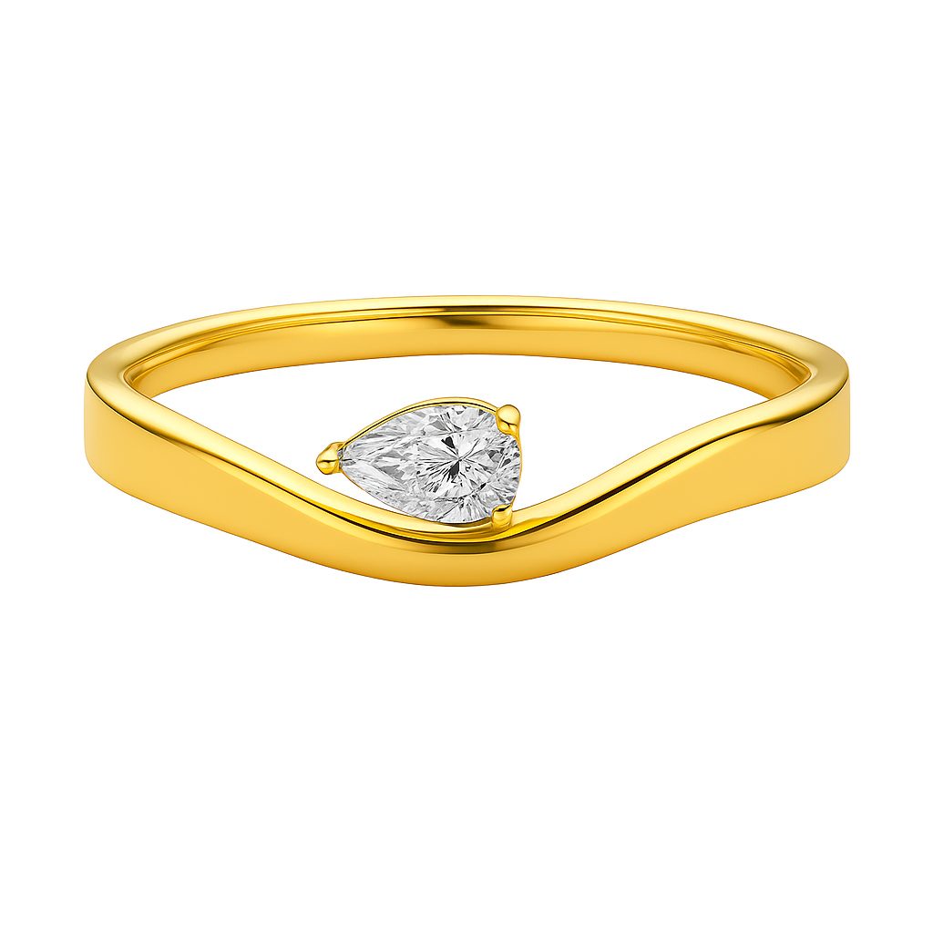 Gold Wavy Bangle with Lab Diamond 1 ct.