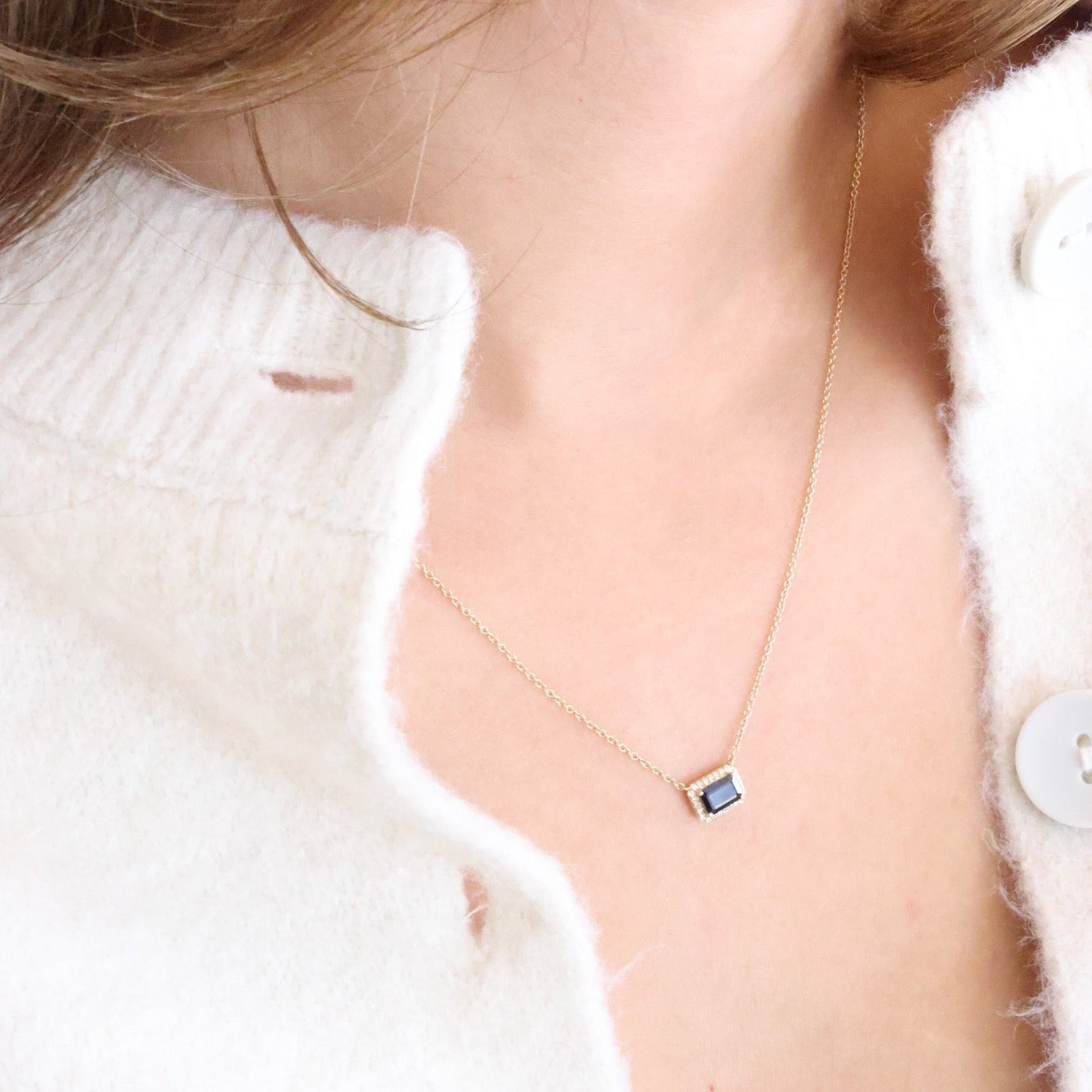 Cobalt Sapphire Diamond Necklace