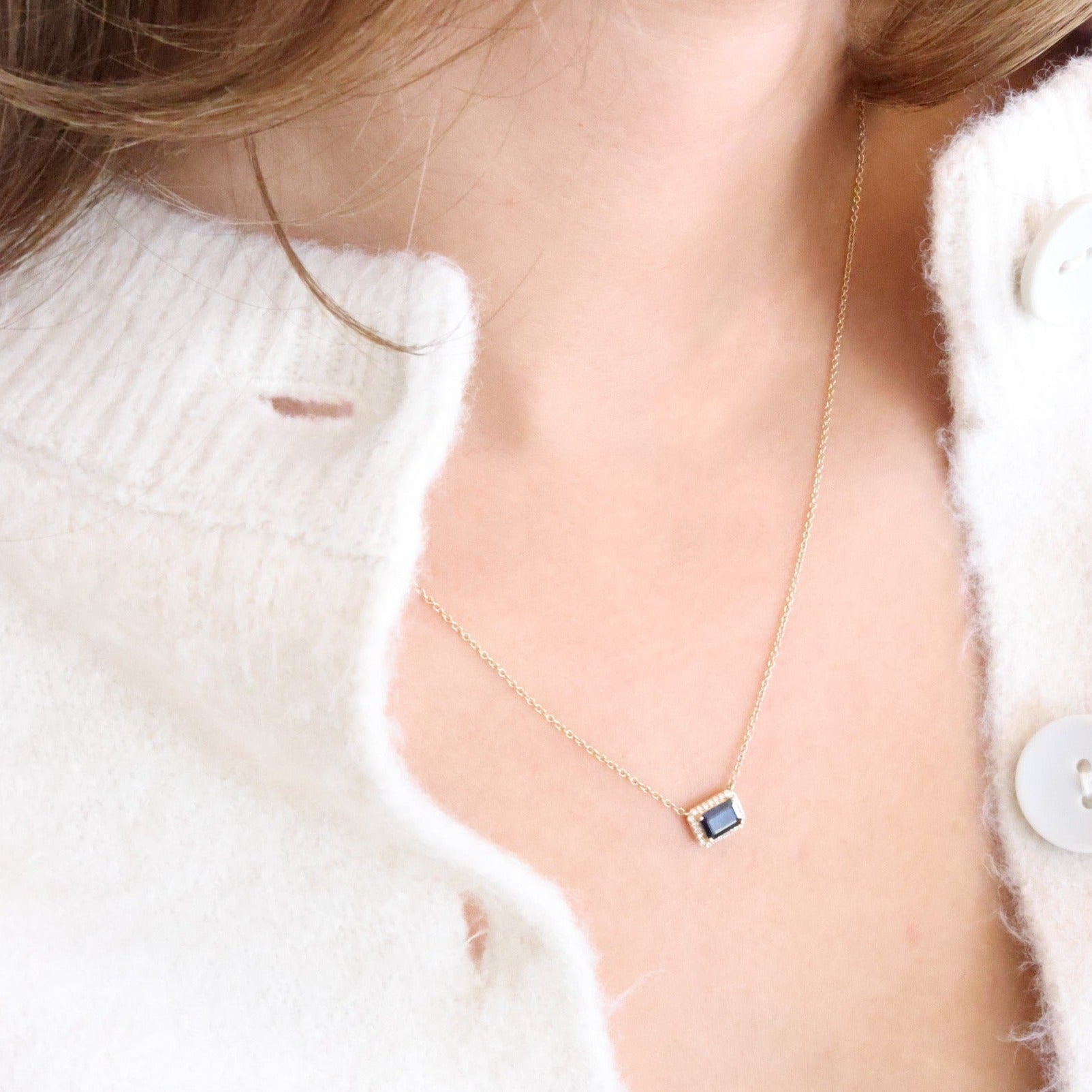 Cobalt Sapphire Diamond Necklace