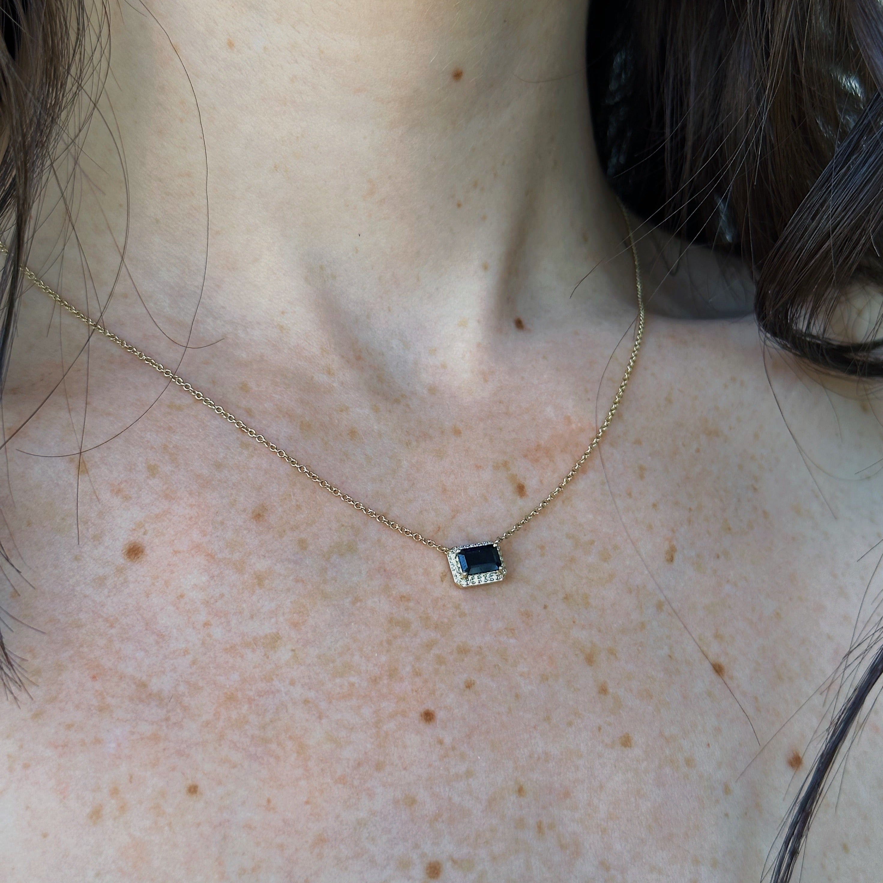 Cobalt Sapphire Diamond Necklace