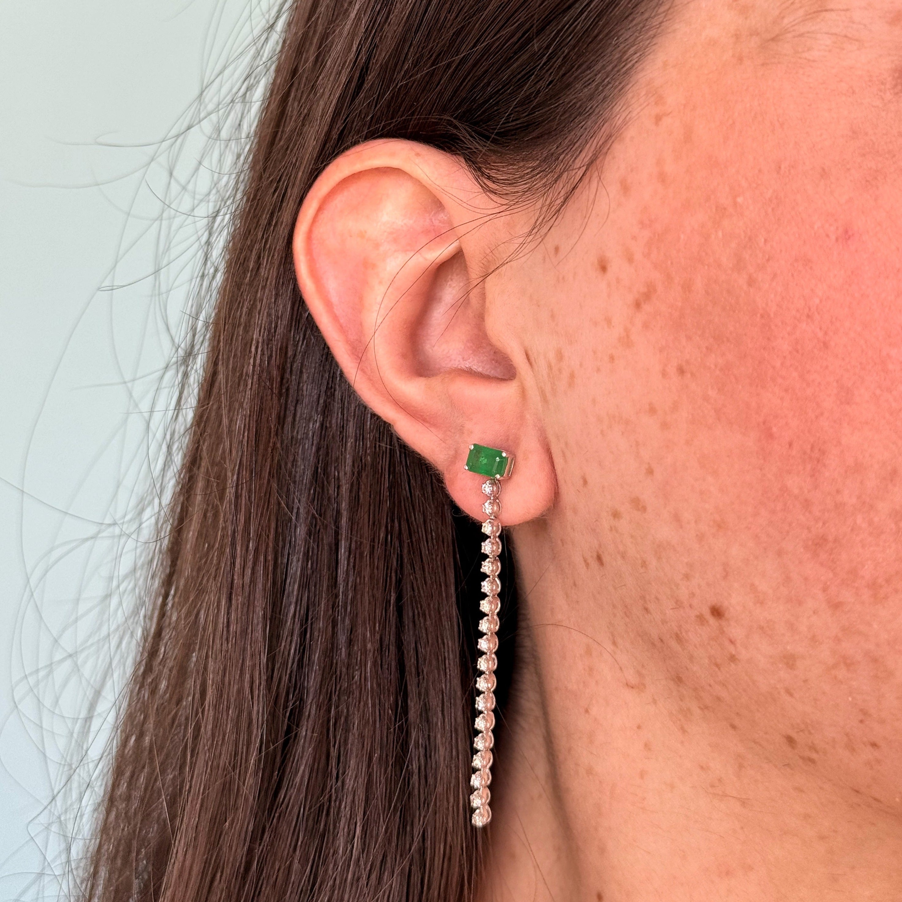 Christine 2 in 1 Emerald Diamond Earrings