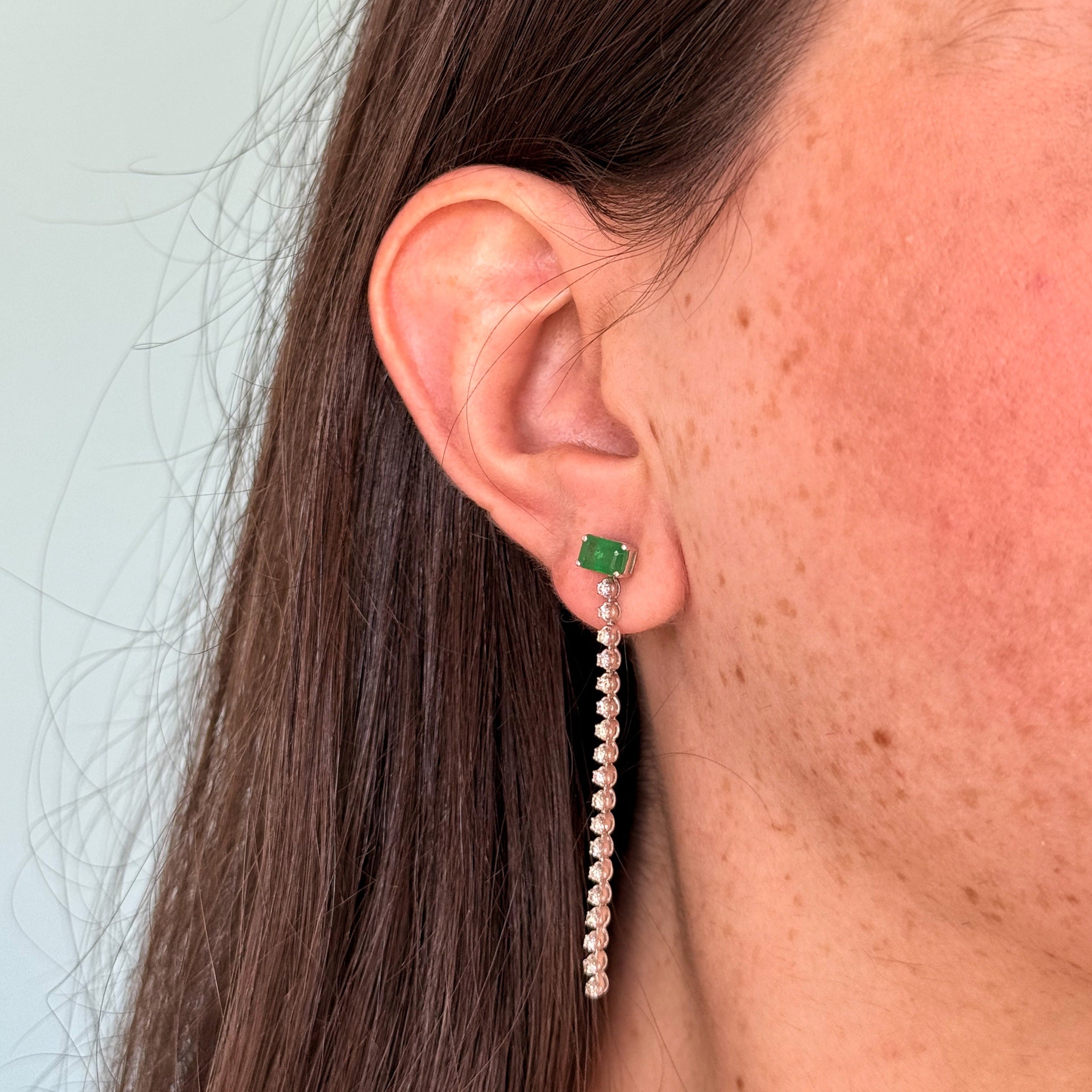 Christine 2 in 1 Emerald Diamond Earrings