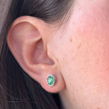 Load image into Gallery viewer, Portia Emerald Diamond Studs
