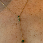 Daen Bezel Emerald Lariat Necklace