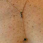 Daen Bezel Emerald Lariat Necklace