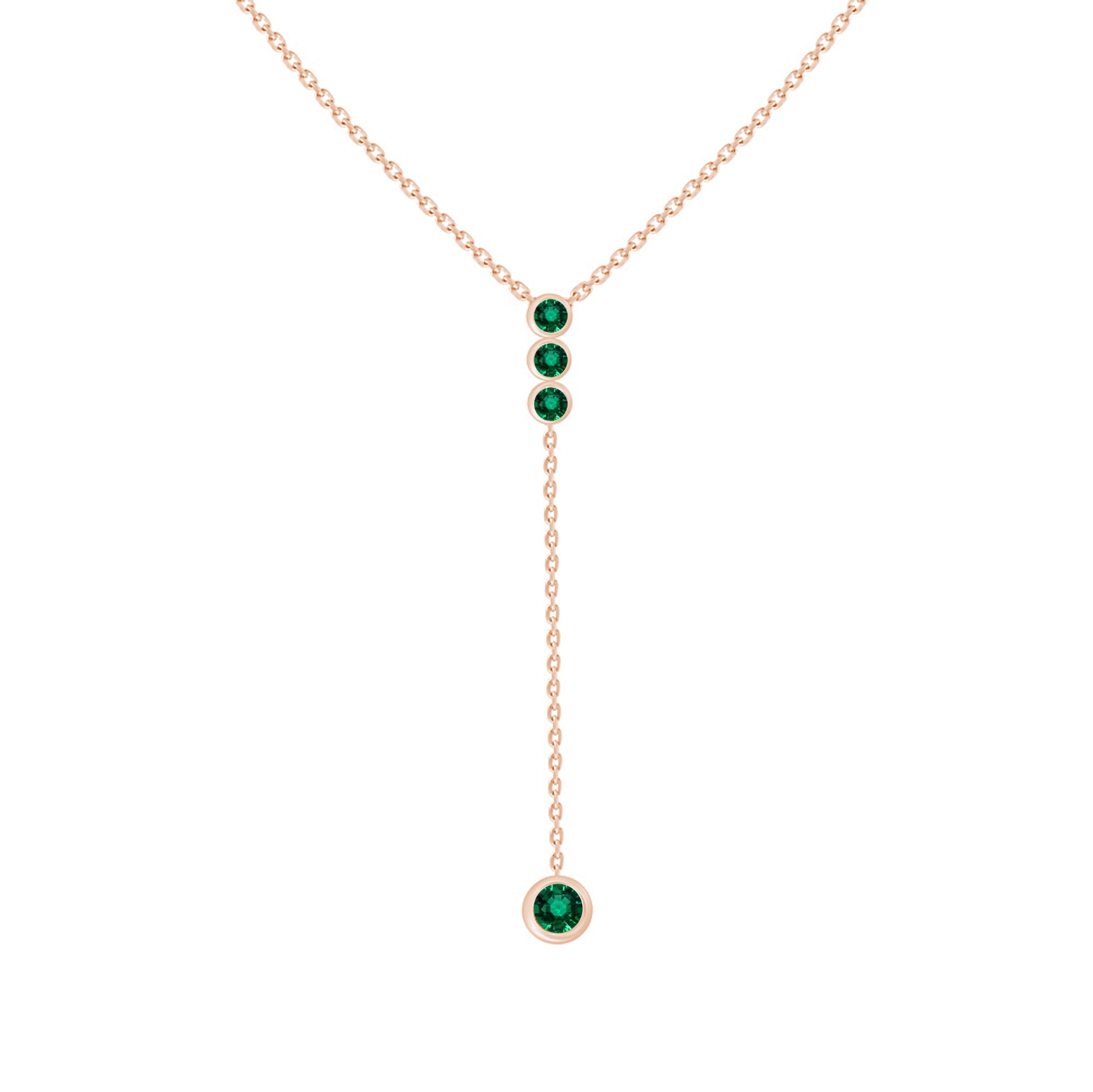 Daen Bezel Emerald Lariat Necklace
