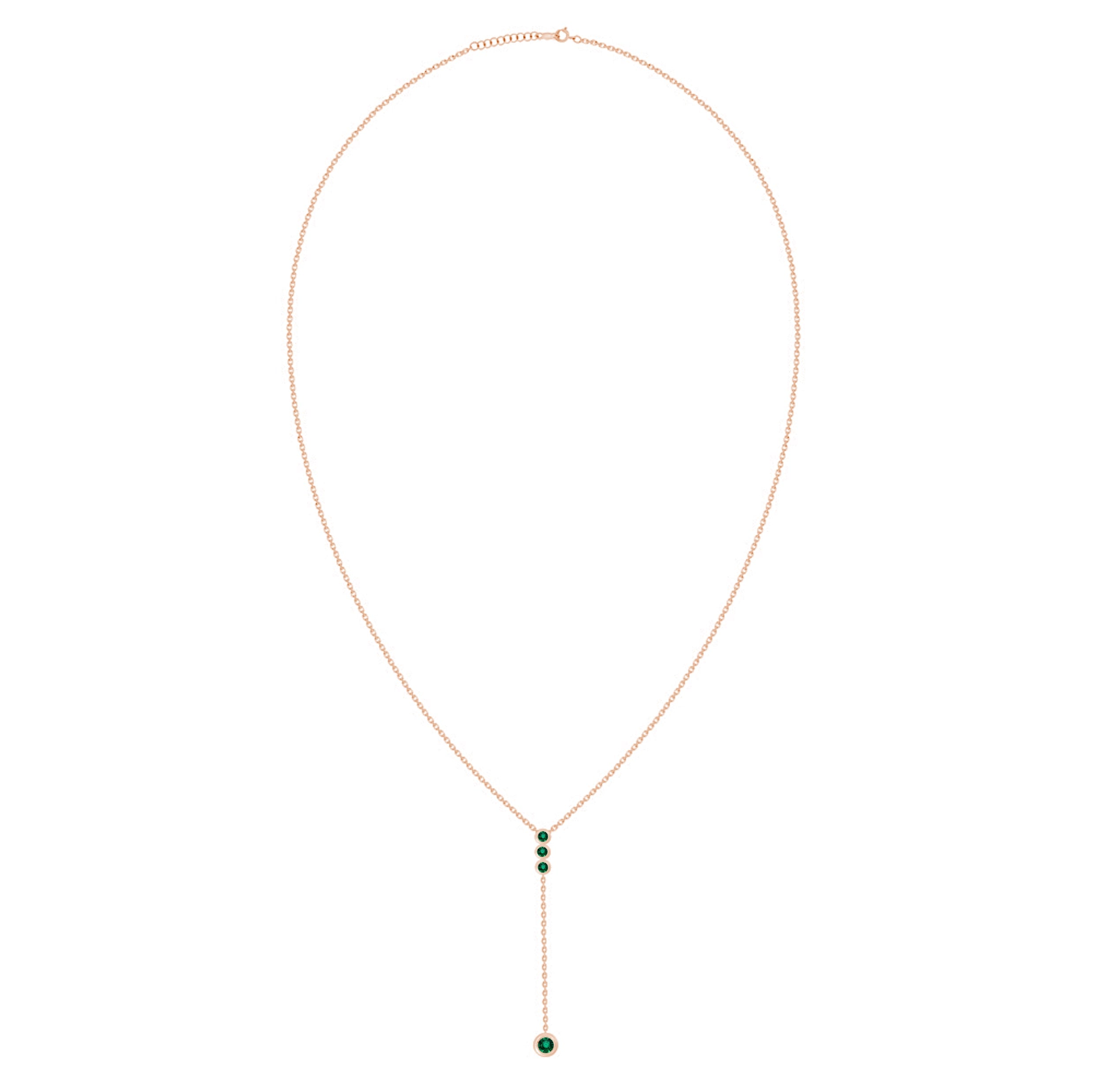 Daen Bezel Emerald Lariat Necklace