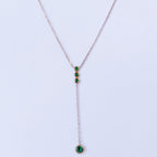 Daen Bezel Emerald Lariat Necklace