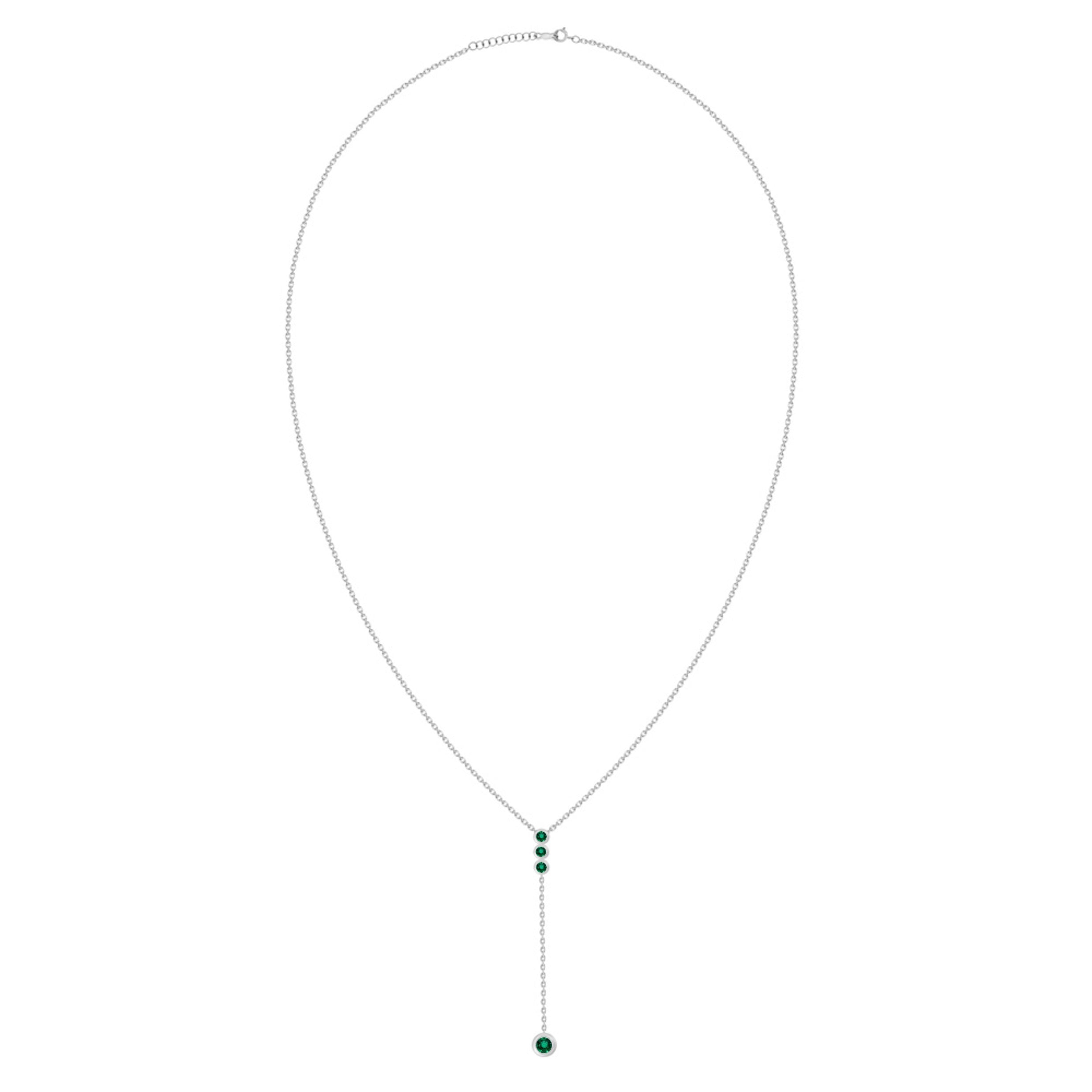 Daen Bezel Emerald Lariat Necklace