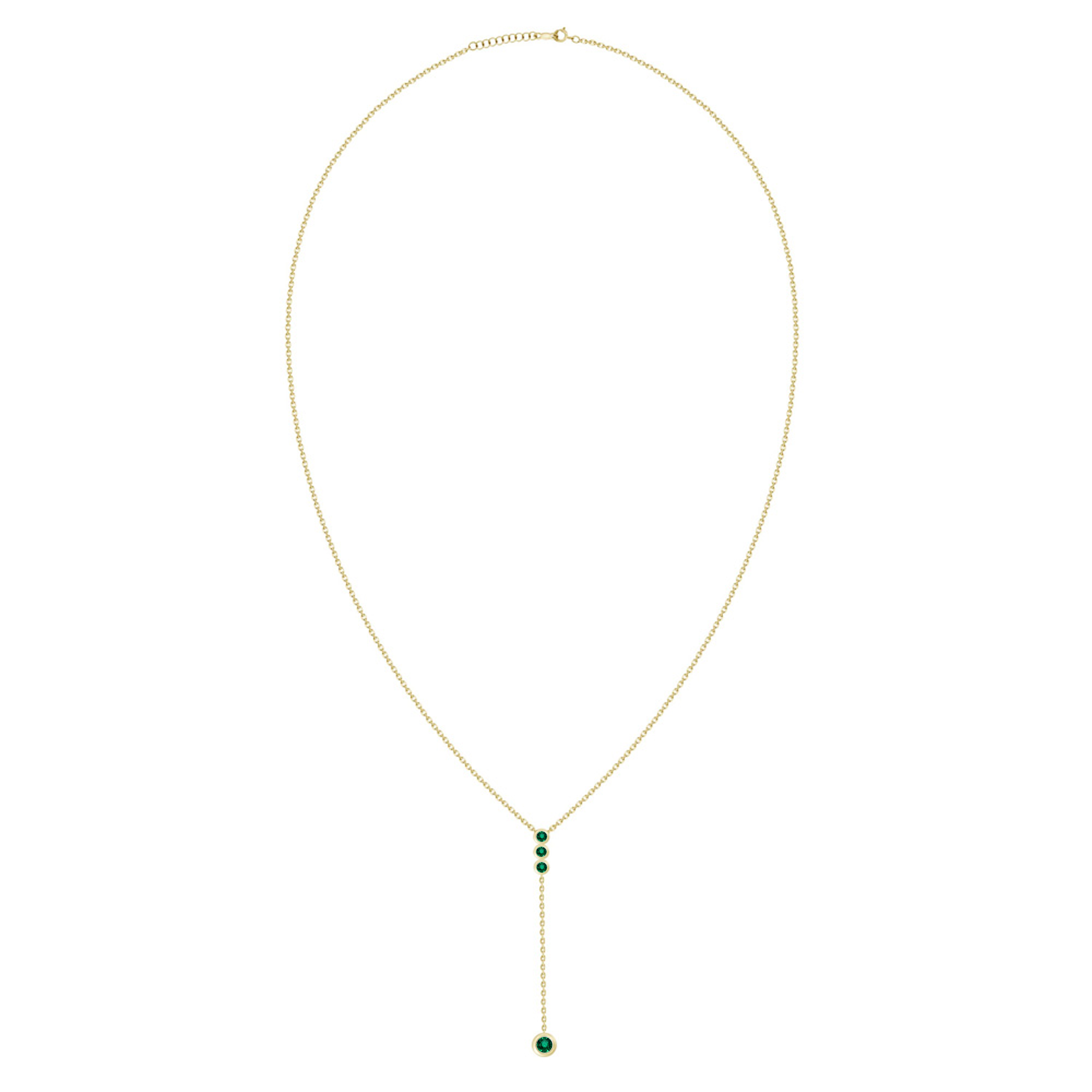 Daen Bezel Emerald Lariat Necklace